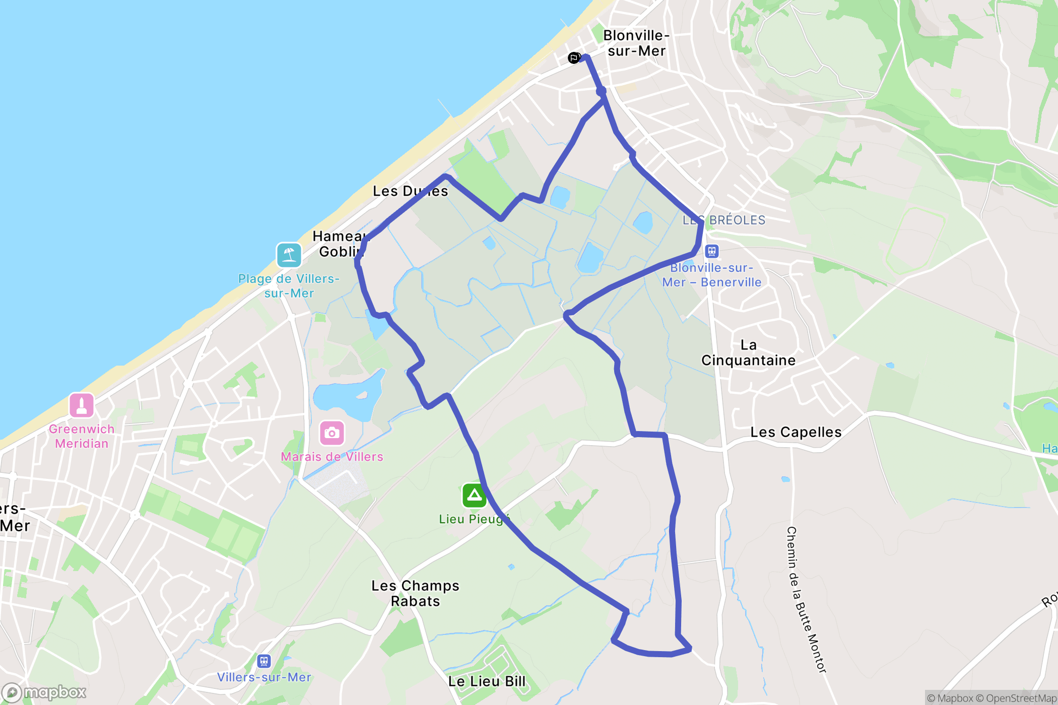 Blonville-sur-Mer : carte du parcours de randonnée - France