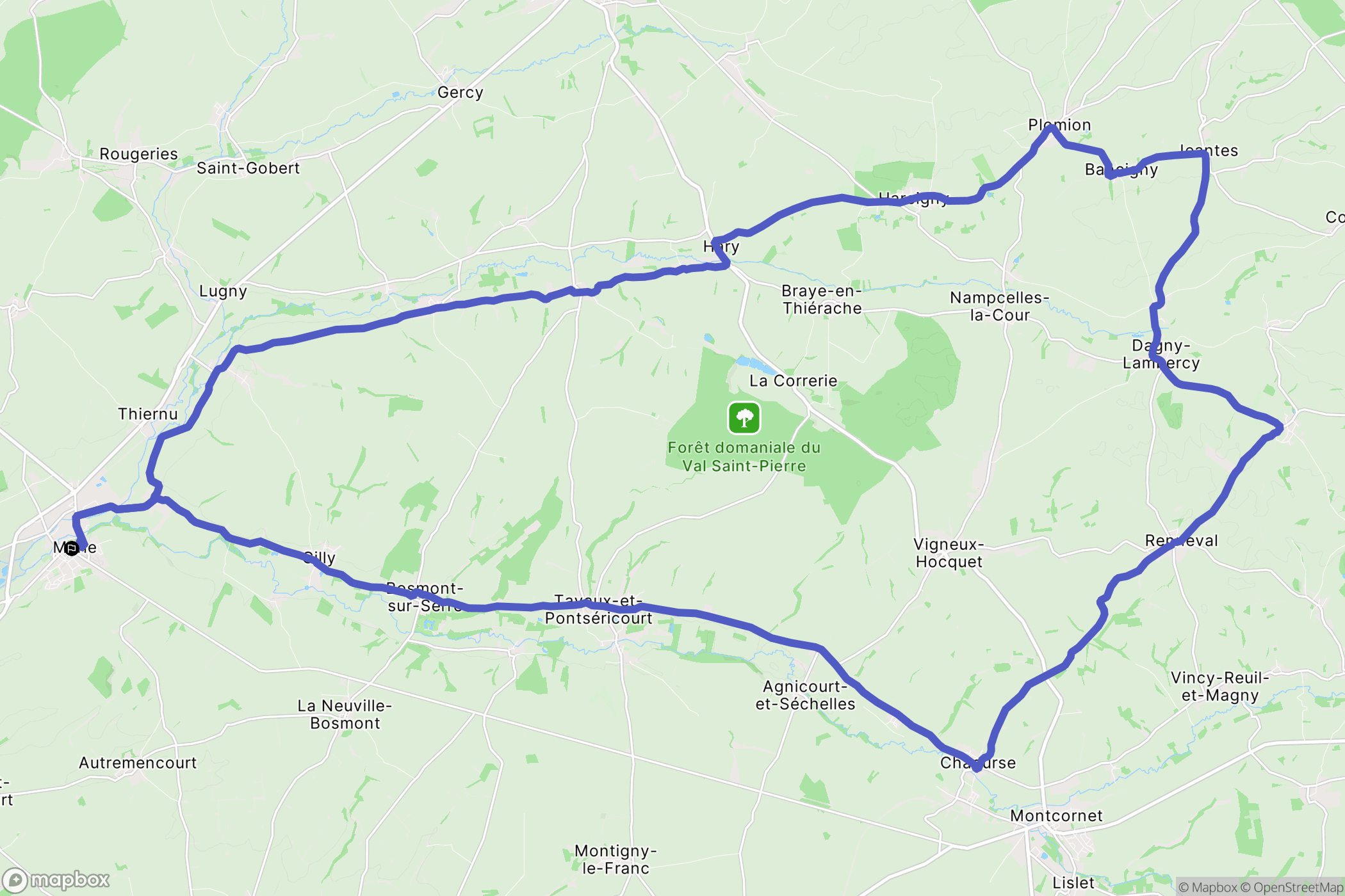 Marle : carte du parcours de randonnée - France