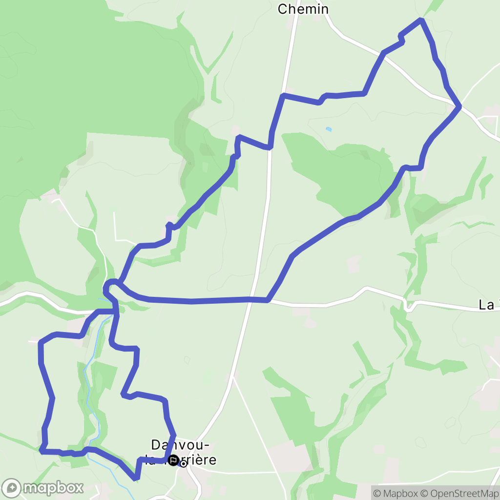 Danvou-la-Ferrière : carte du parcours de randonnée - France