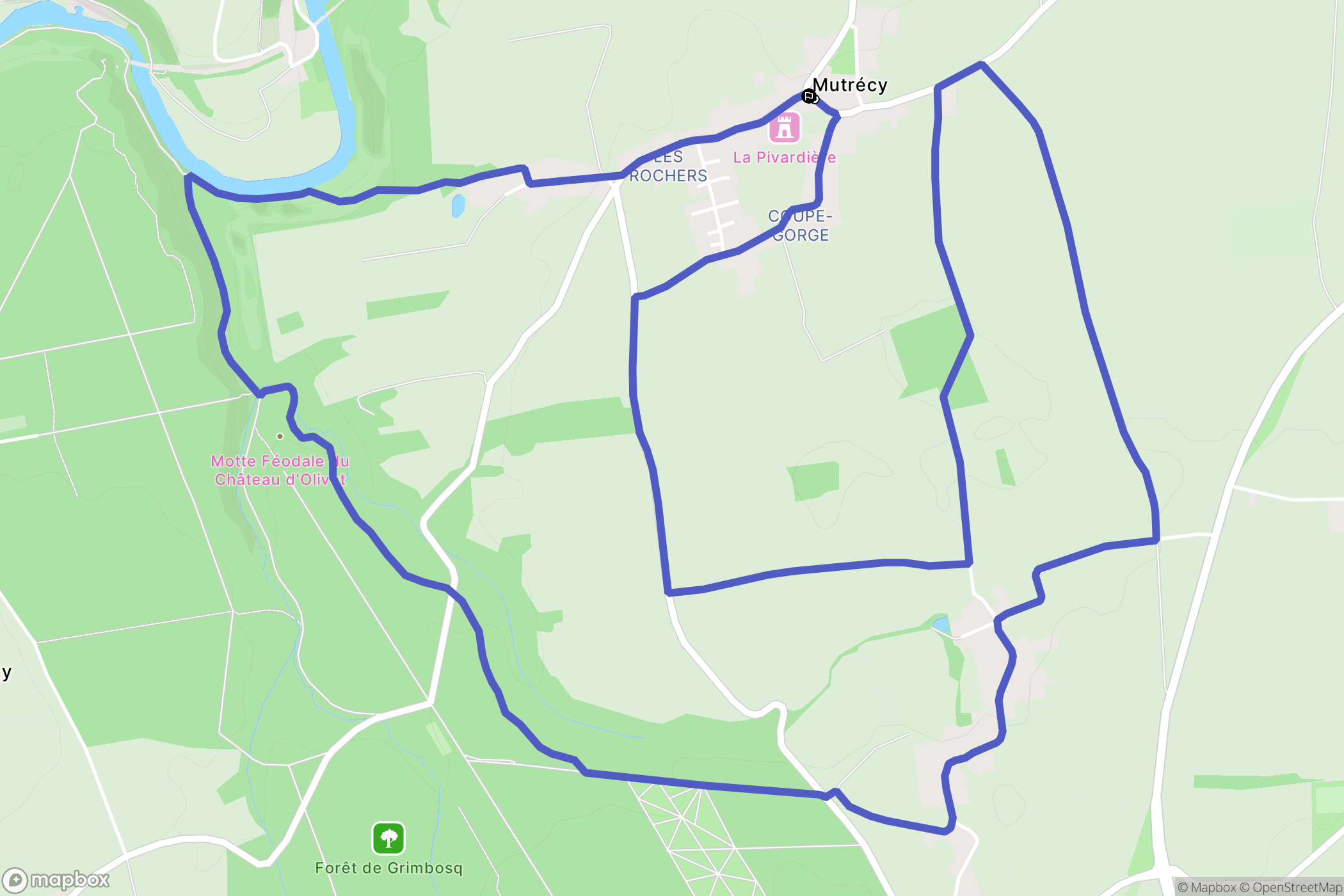 Mutrécy : carte du parcours de randonnée - France
