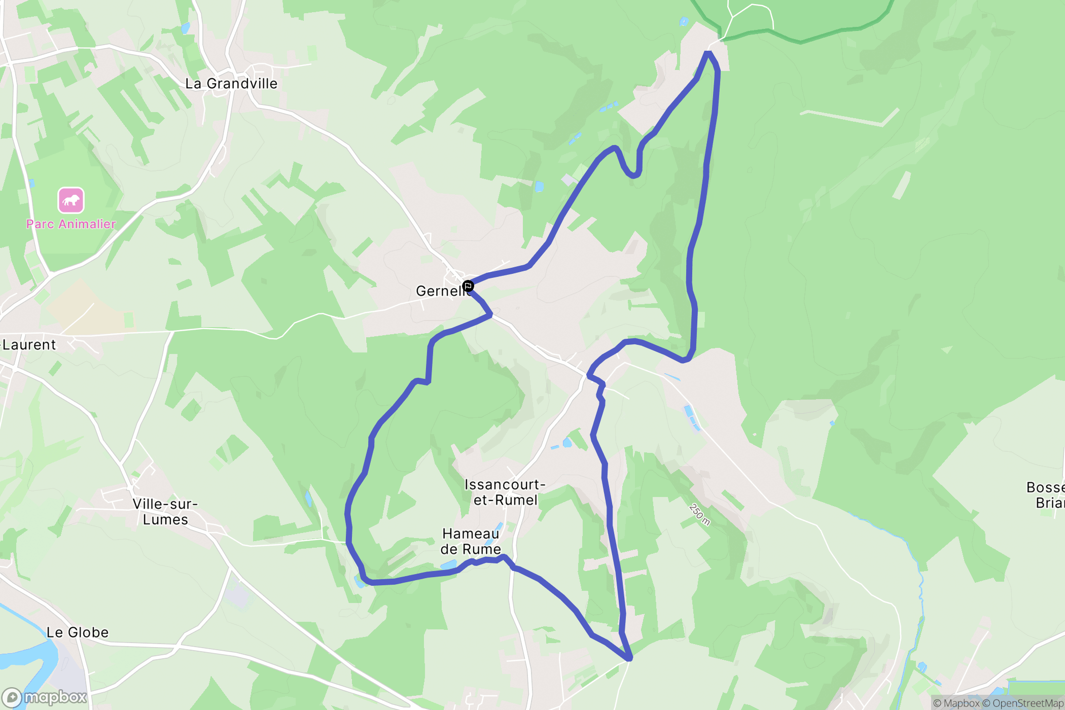 Gernelle : carte du parcours de randonnée - France