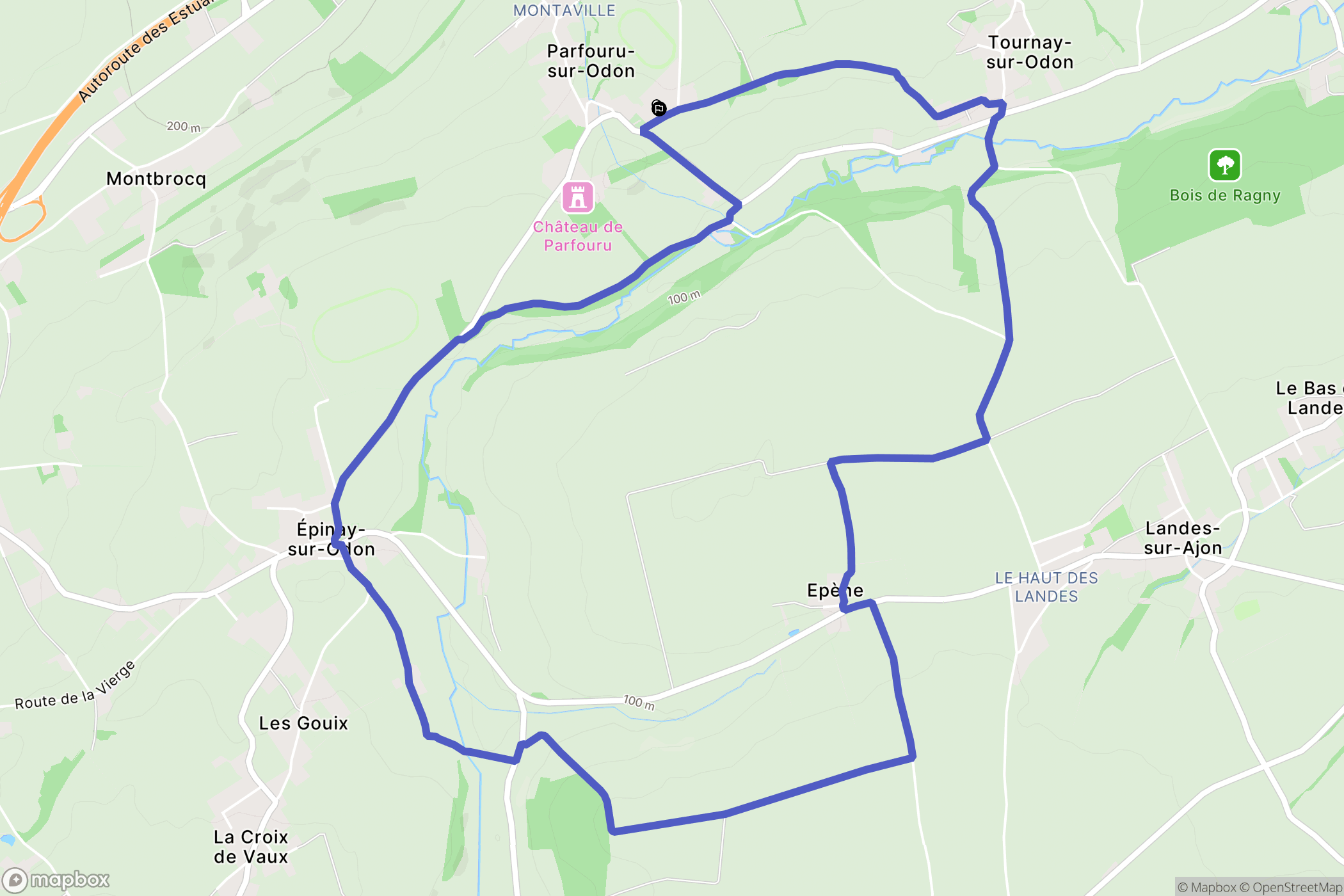 Parfouru-sur-Odon : carte du parcours de randonnée - France