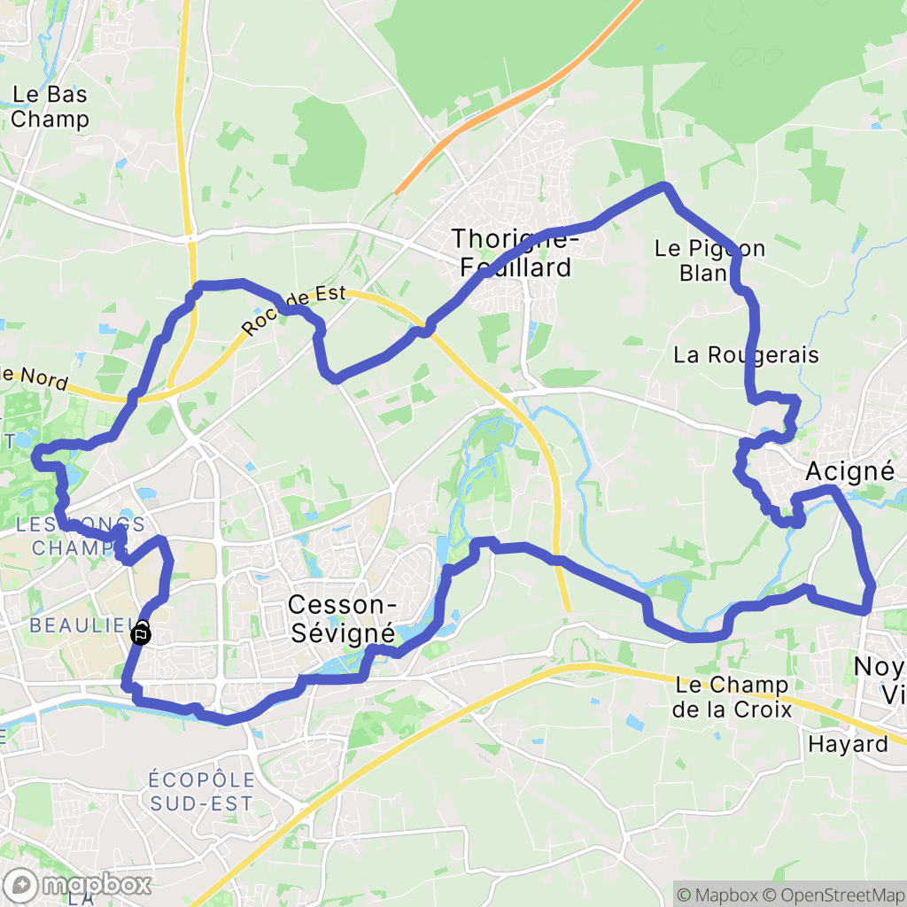 Rennes : carte du parcours de randonnée - France