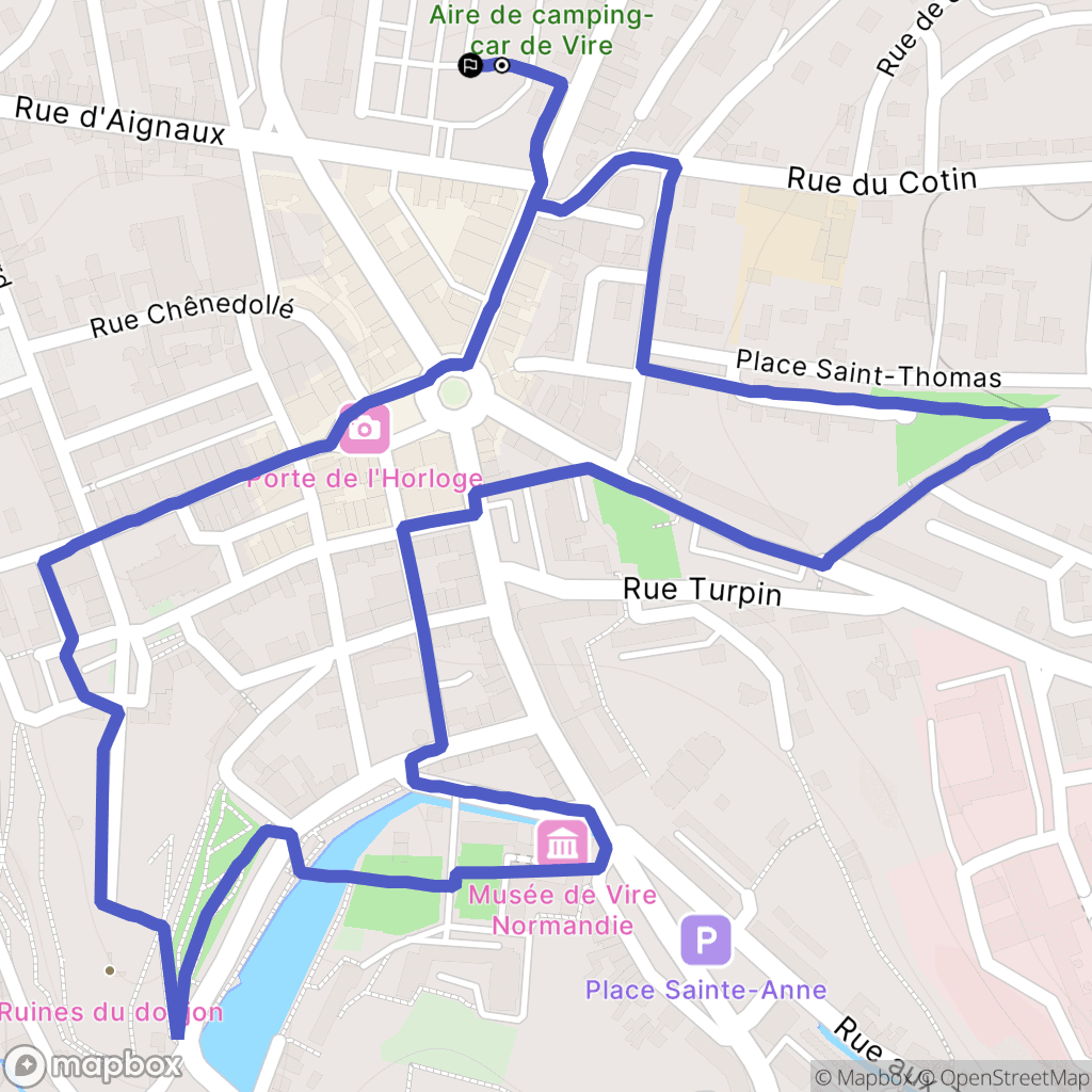 Vire Normandie : carte du parcours de randonnée - France
