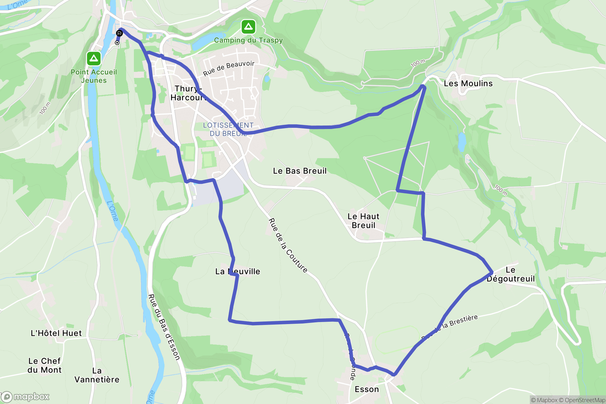 Thury Harcourt : carte du parcours de randonnée - France