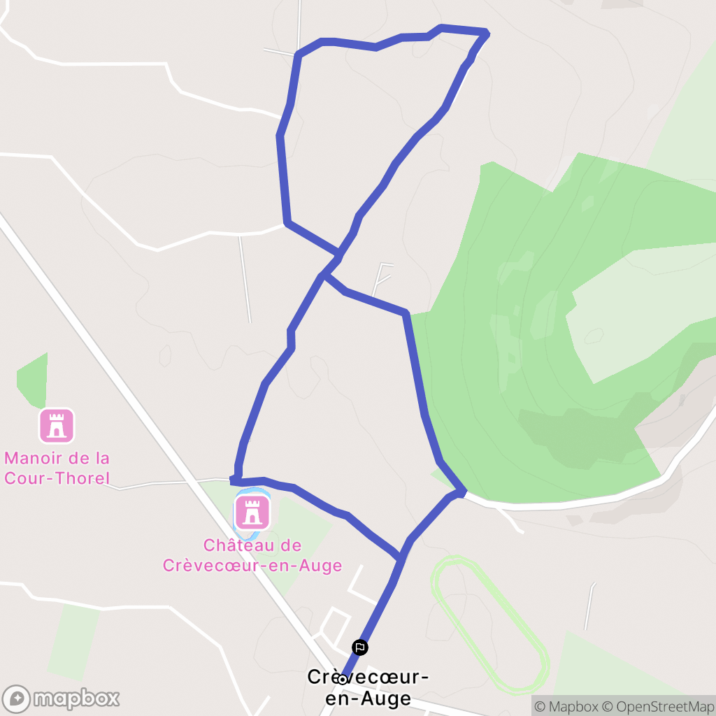 Mézidon Vallée d'Auge (Crèvecœur-en-Auge) : carte du parcours de randonnée - France