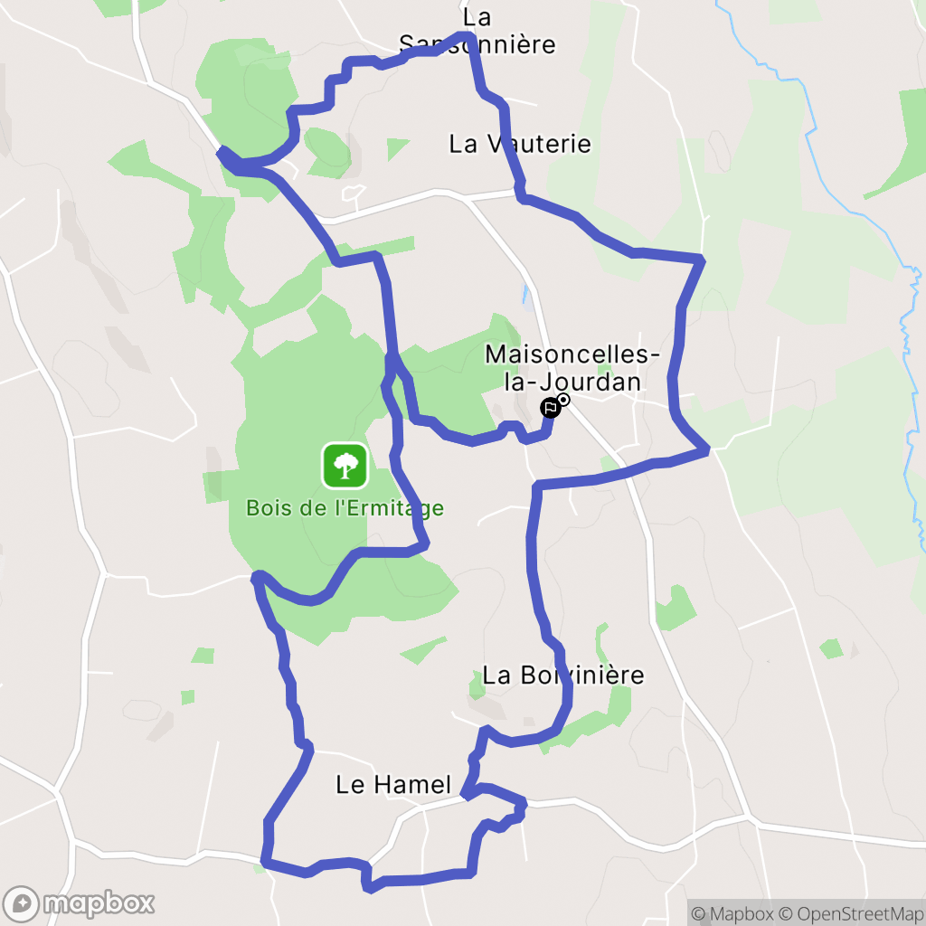 Maisoncelles-la-Jourdan : carte du parcours de randonnée - France