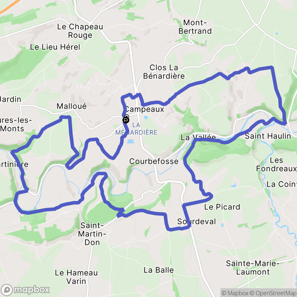 Campeaux : carte du parcours de randonnée - France