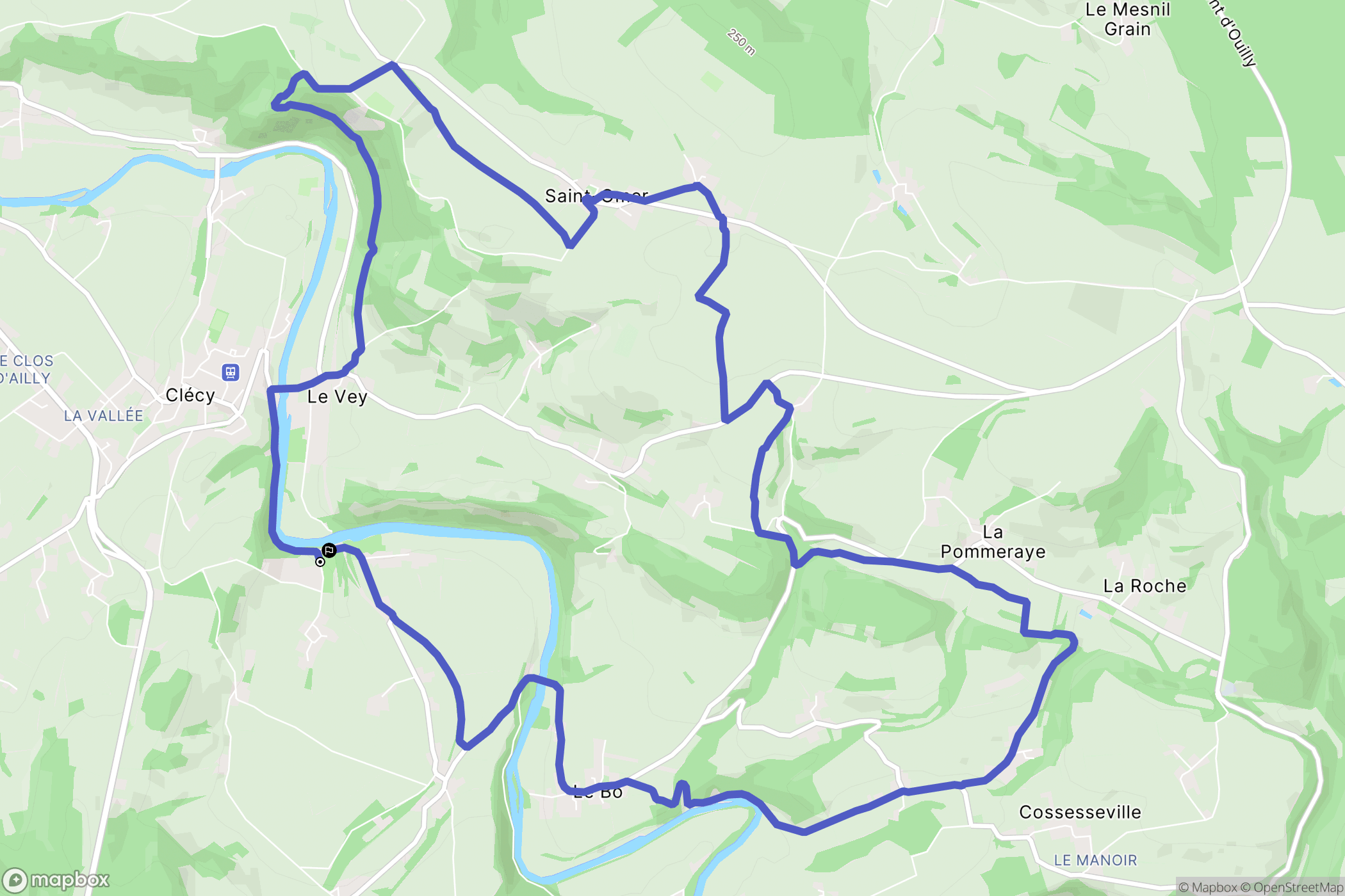 Clecy : carte du parcours de randonnée - France