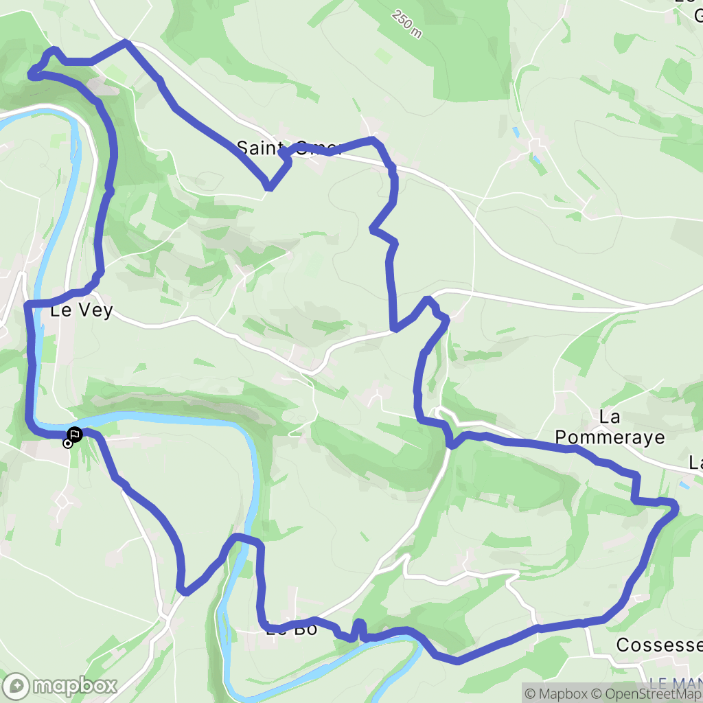 Clecy : carte du parcours de randonnée - France