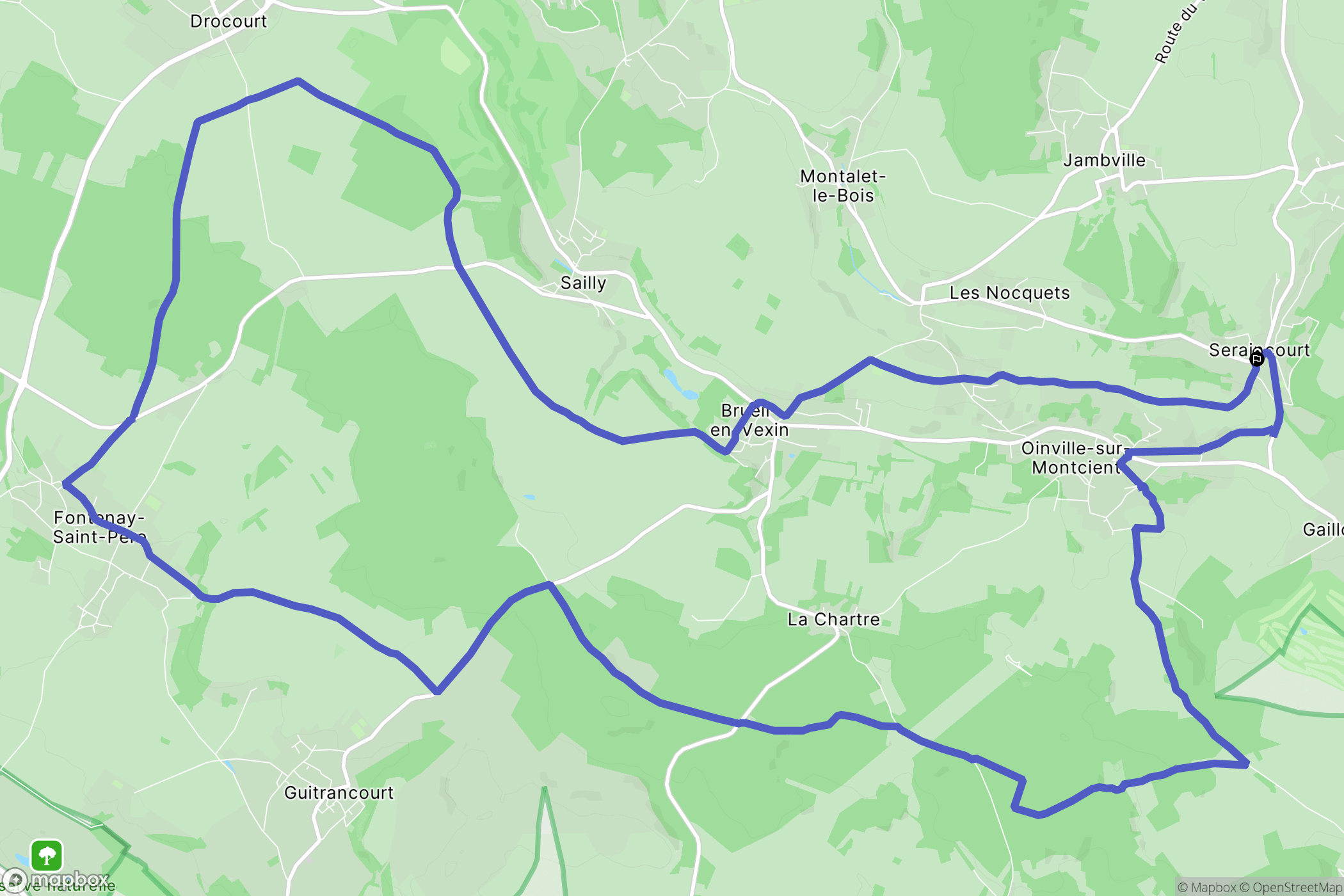 Seraincourt : carte du parcours de randonnée - France