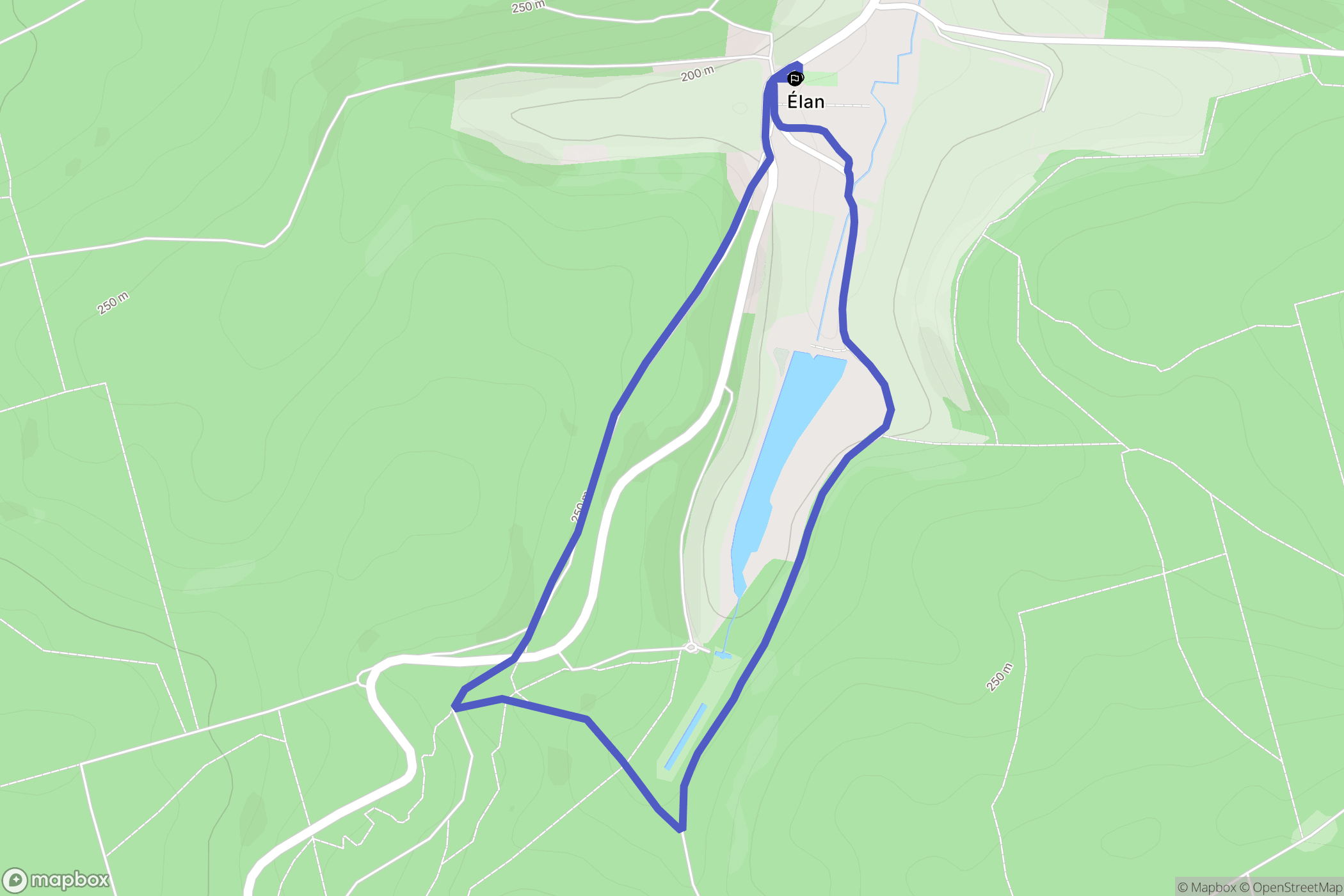 Elan (commune de Flize) : carte du parcours de randonnée - France