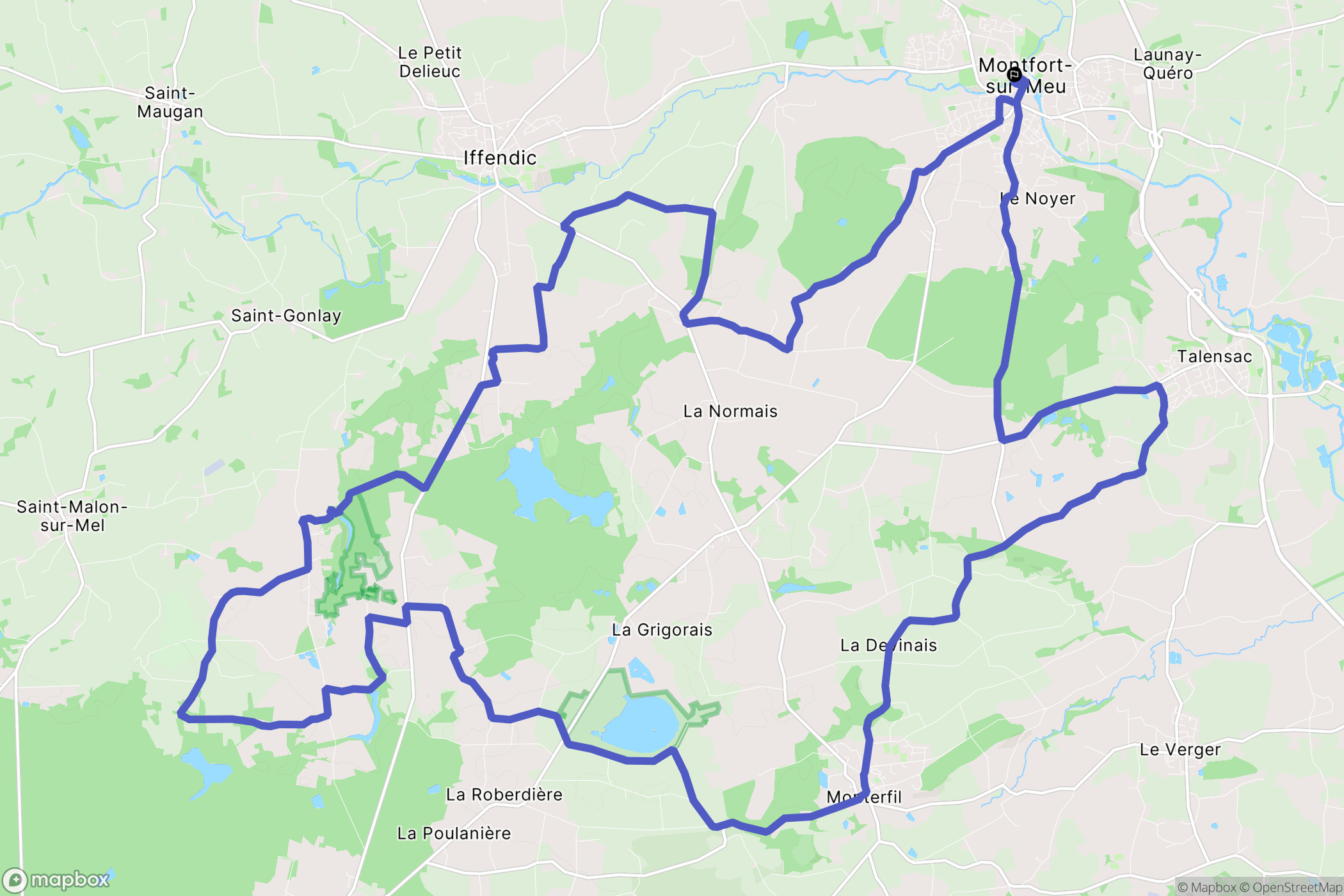 Montfort-sur-Meu : carte du parcours de randonnée - France
