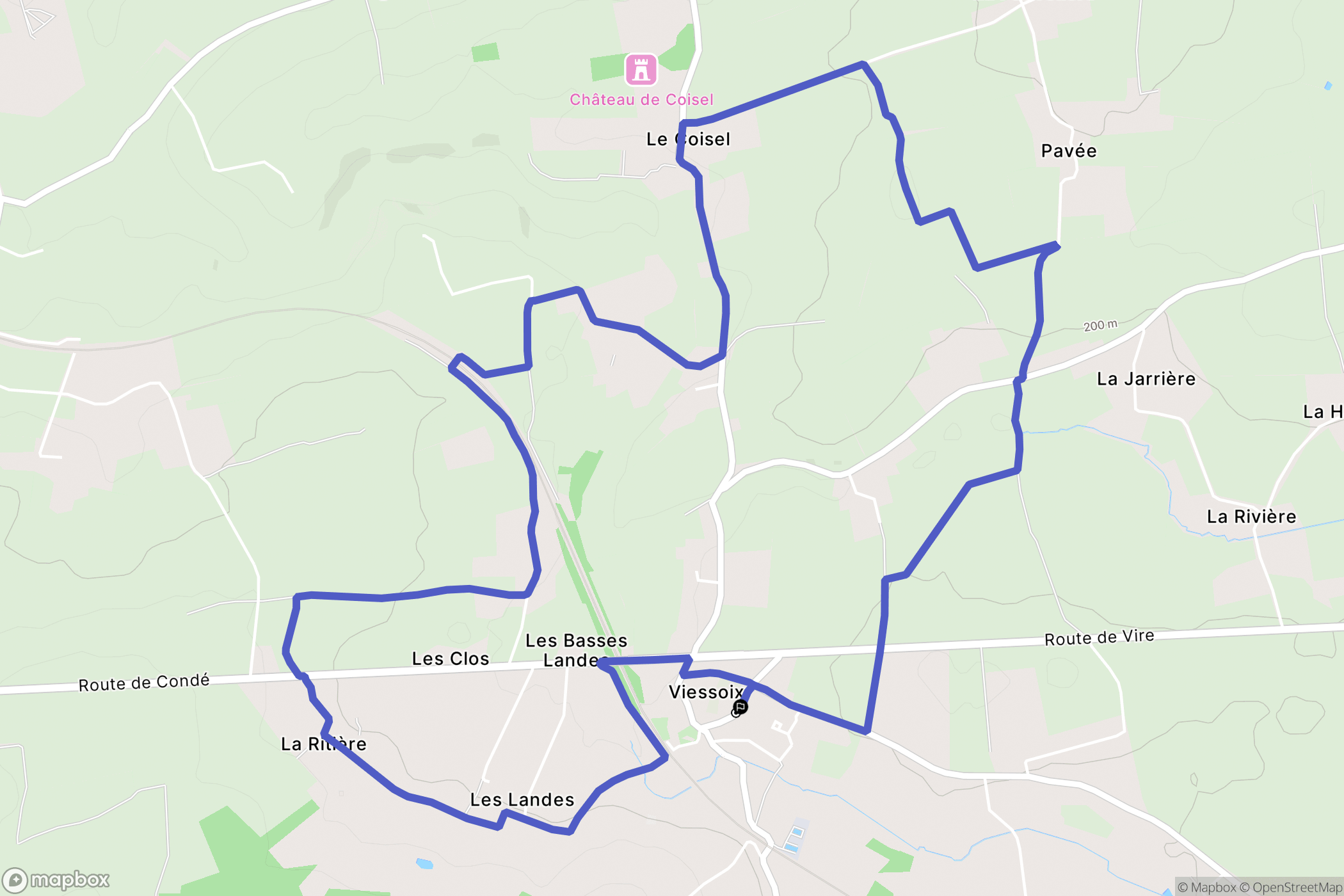 Valdallière (Viessoix) : carte du parcours de randonnée - France