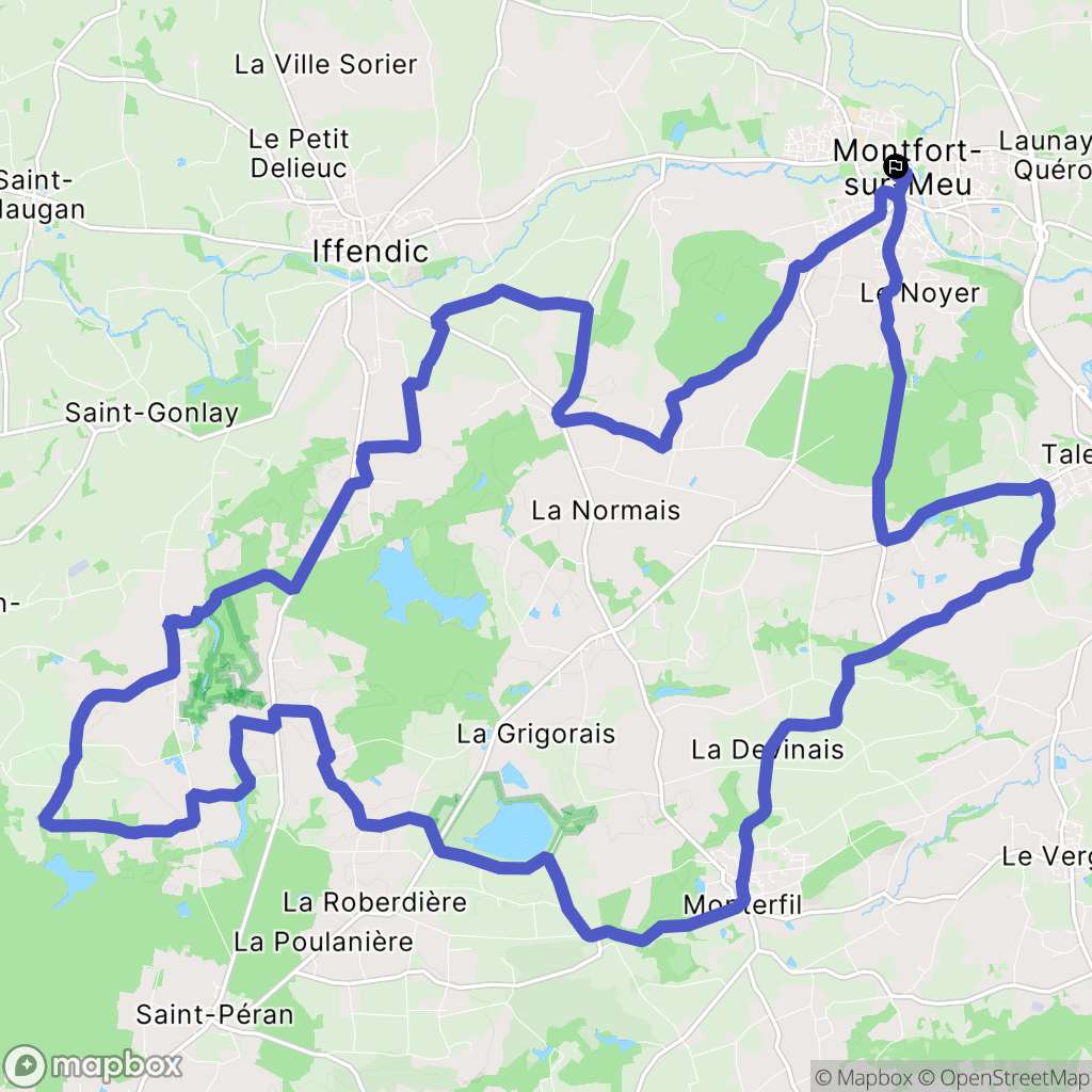 Montfort-sur-Meu : carte du parcours de randonnée - France