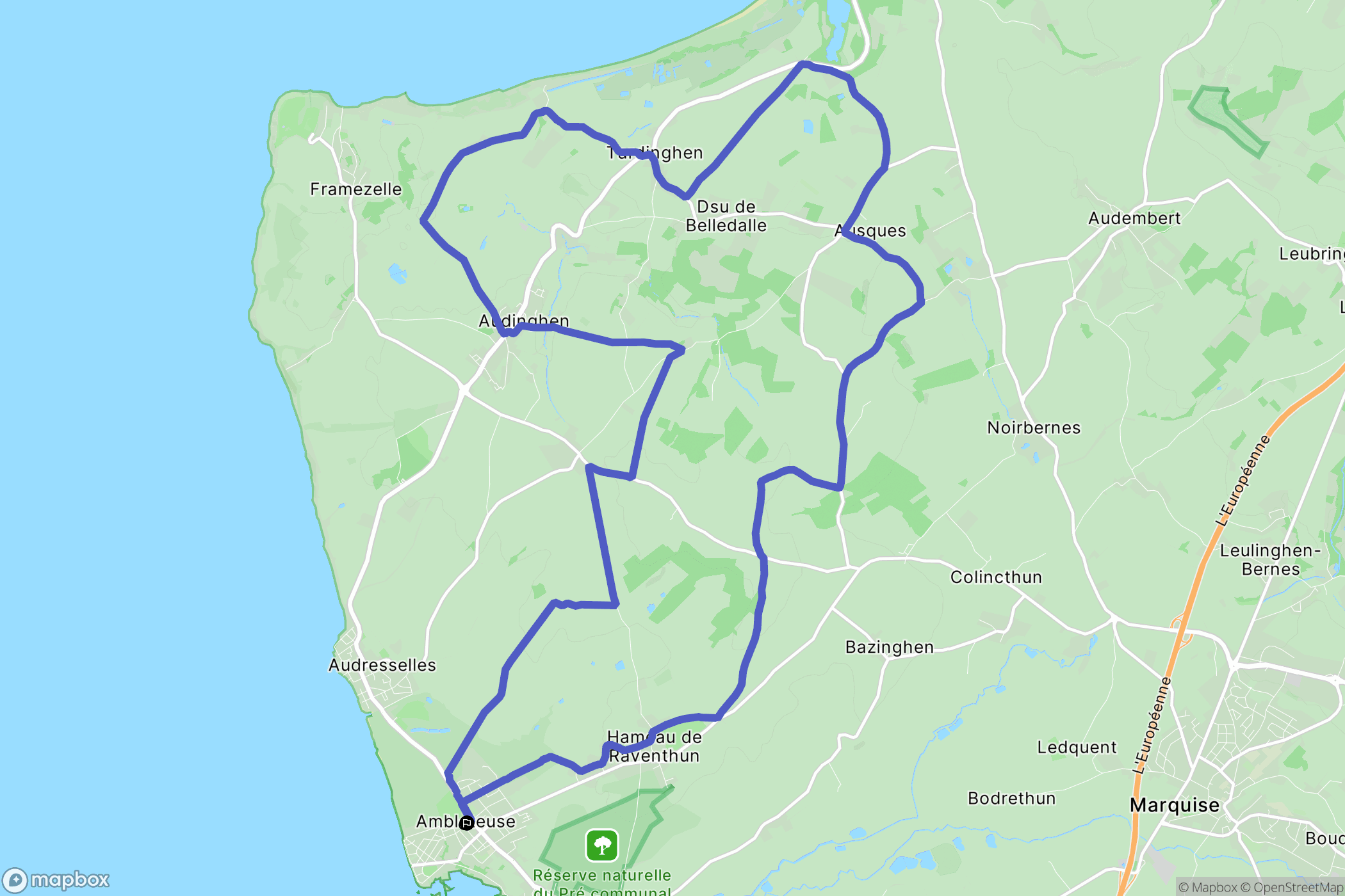 Ambleteuse : carte du parcours de randonnée - France
