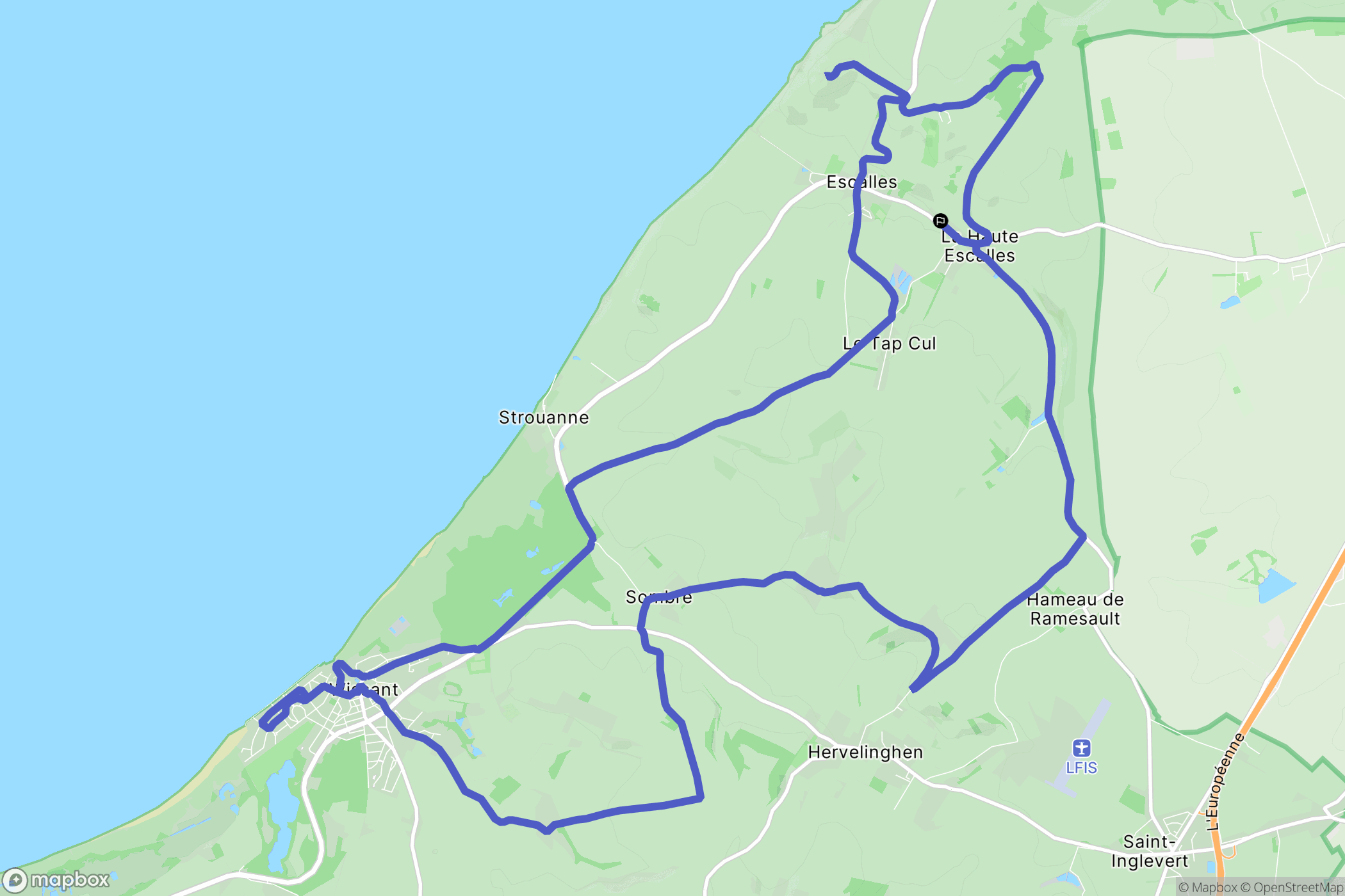 Escalles : carte du parcours de randonnée - France
