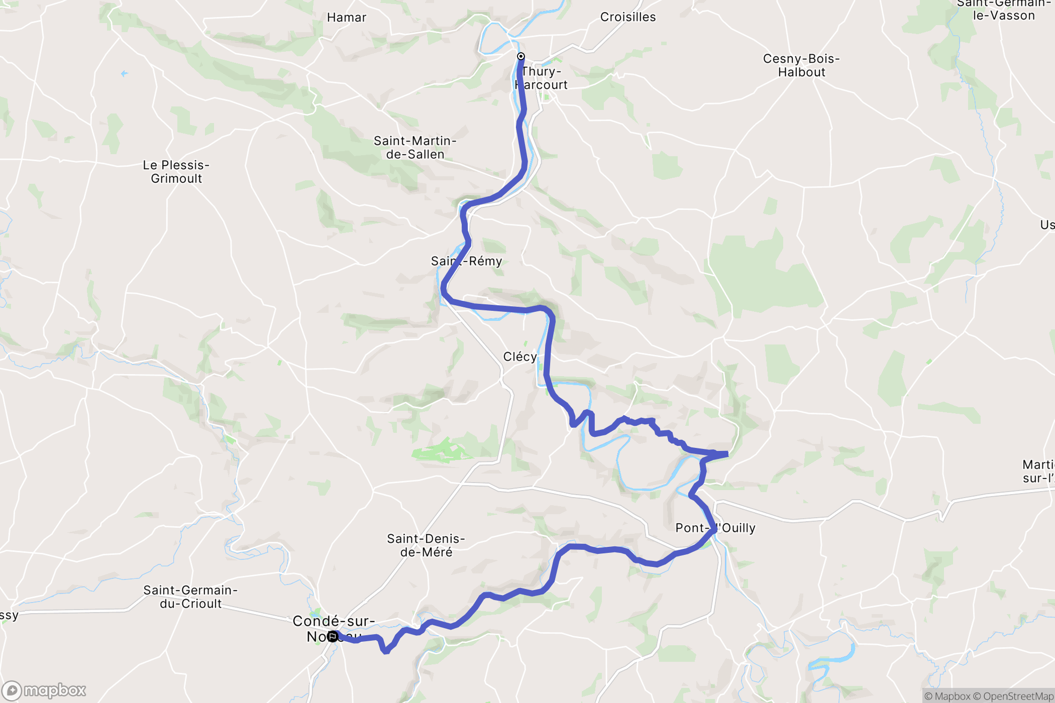 Thury-Harcourt : carte du parcours de randonnée - France