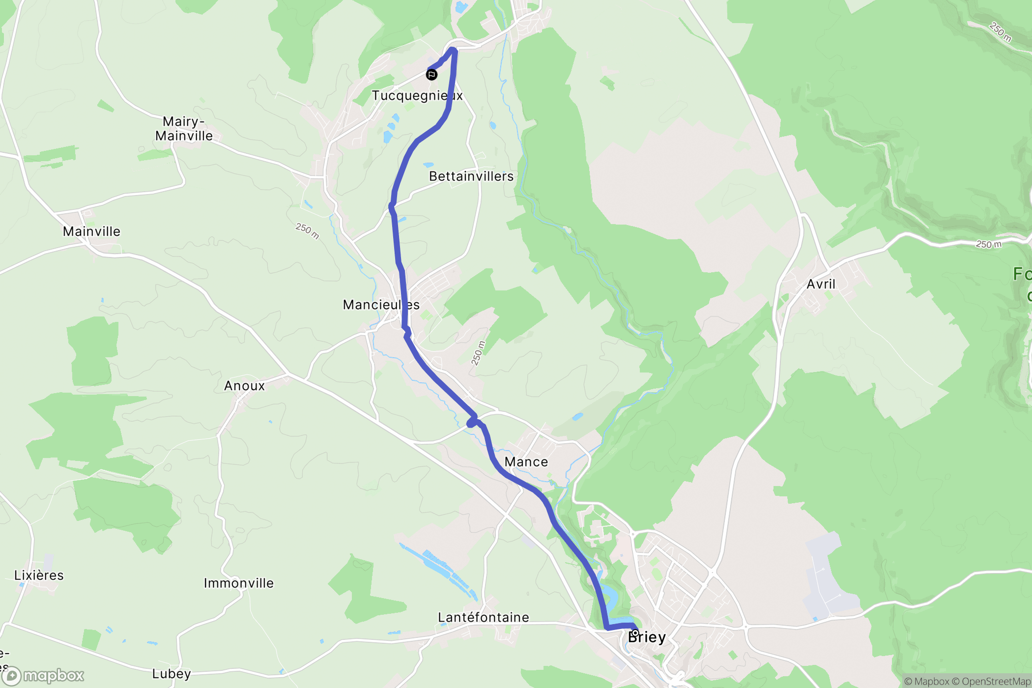 Val de Briey : carte du parcours de randonnée - France