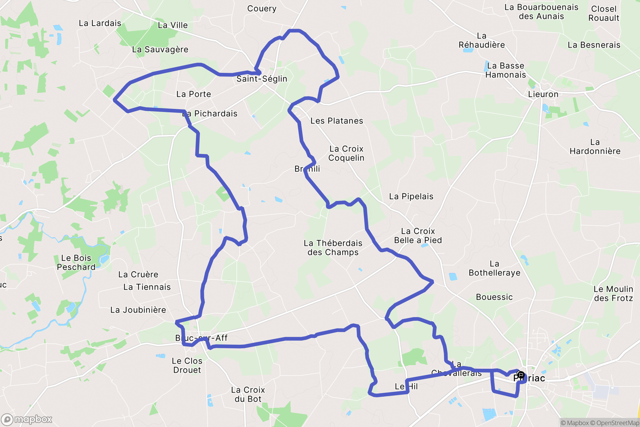 Pipriac : carte du parcours de randonnée - France