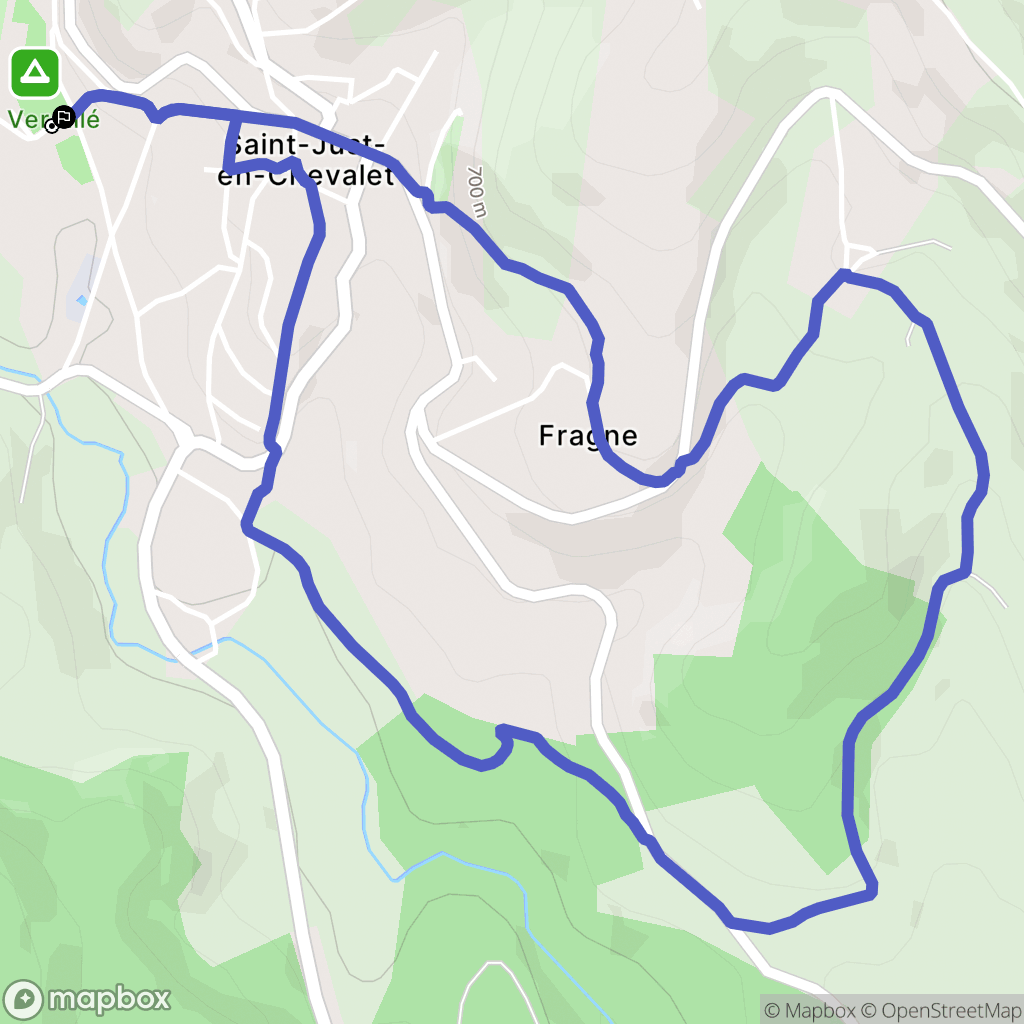 Saint-Just-en-Chevalet : carte du parcours de randonnée - France