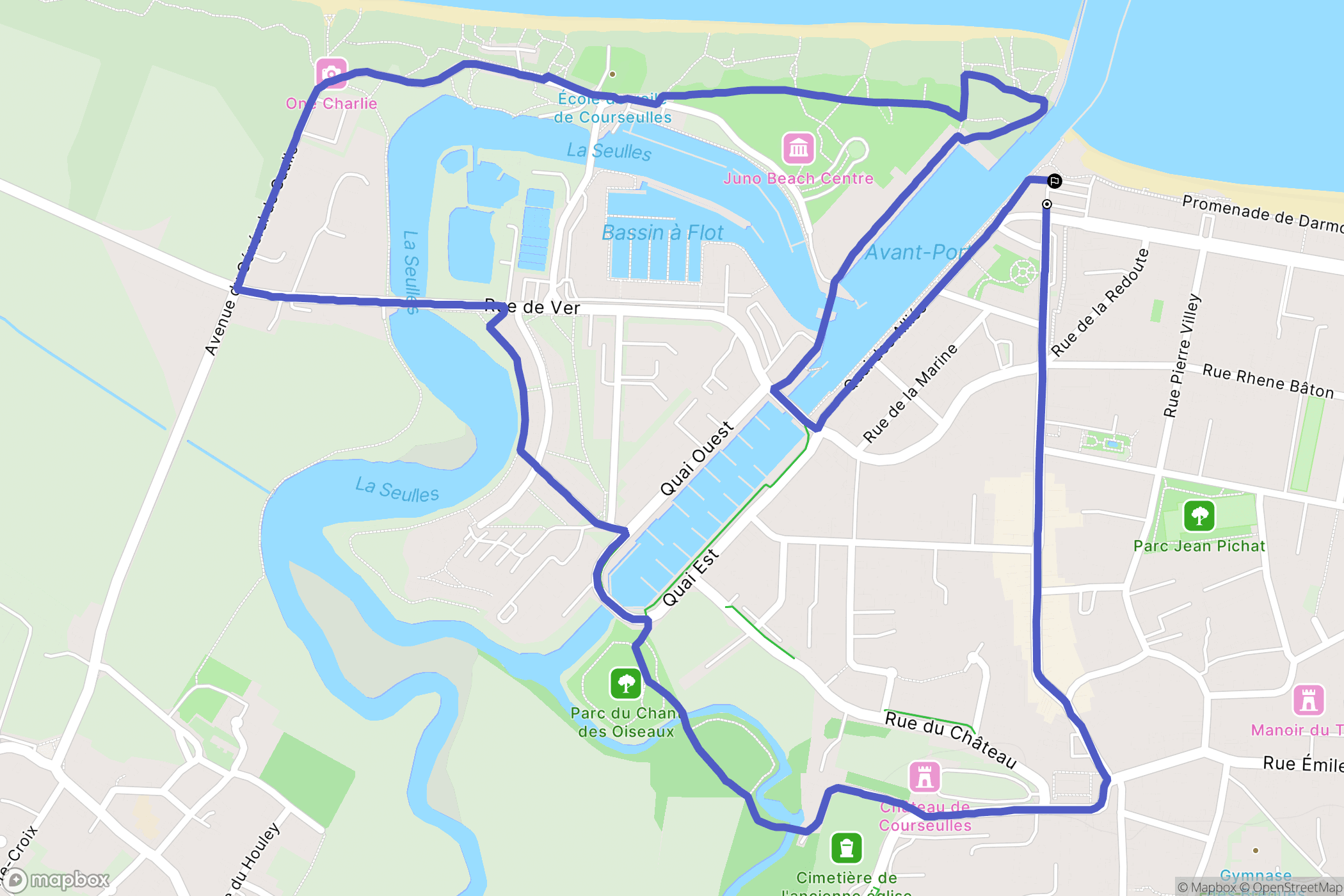 Courseulles-sur-Mer : carte du parcours de randonnée - France