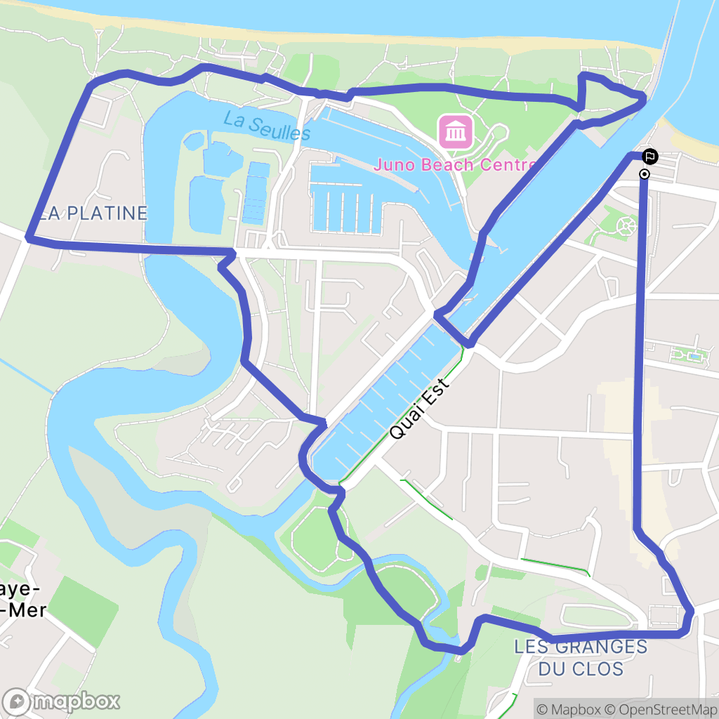 Courseulles-sur-Mer : carte du parcours de randonnée - France