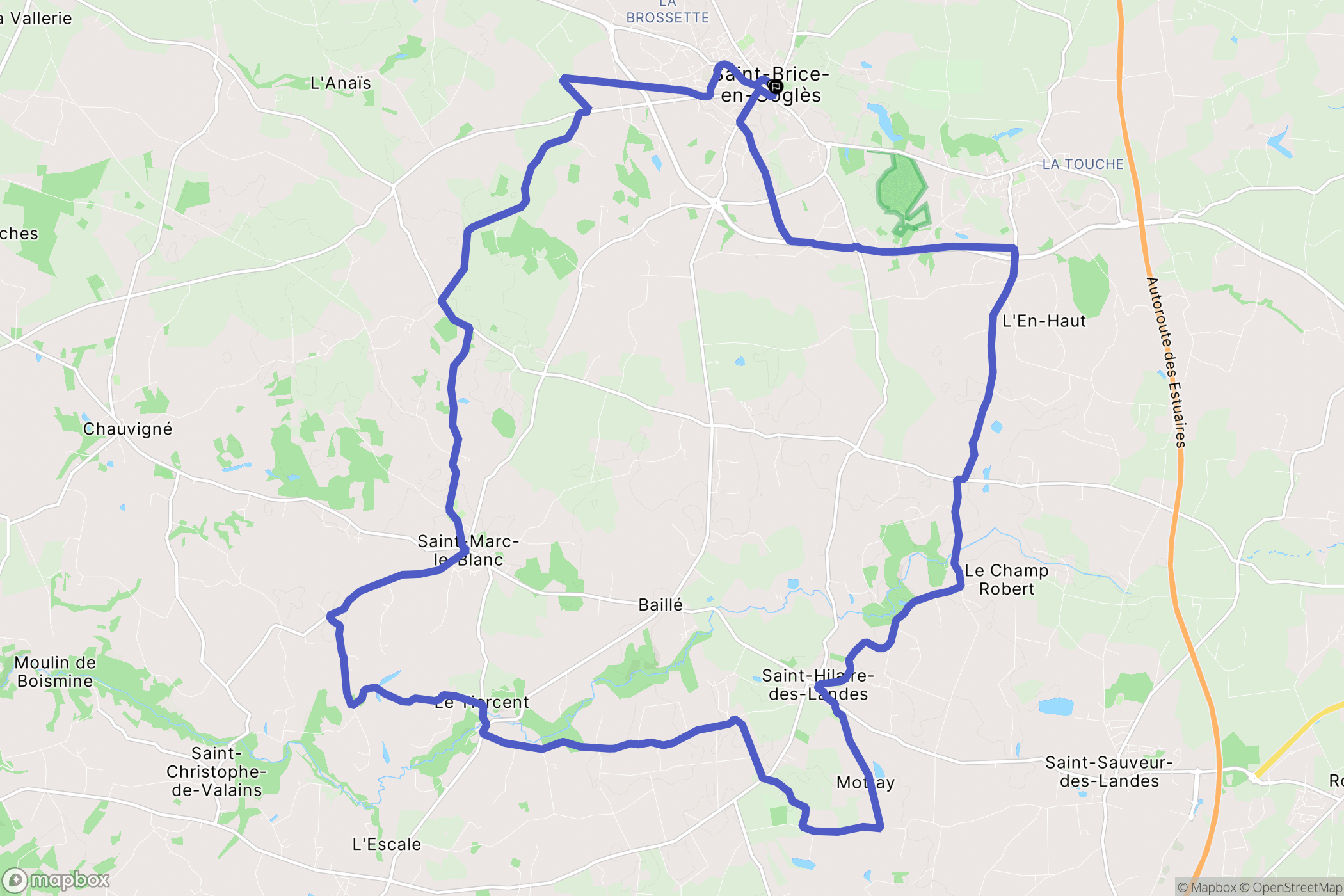 Maen Roch : carte du parcours de randonnée - France