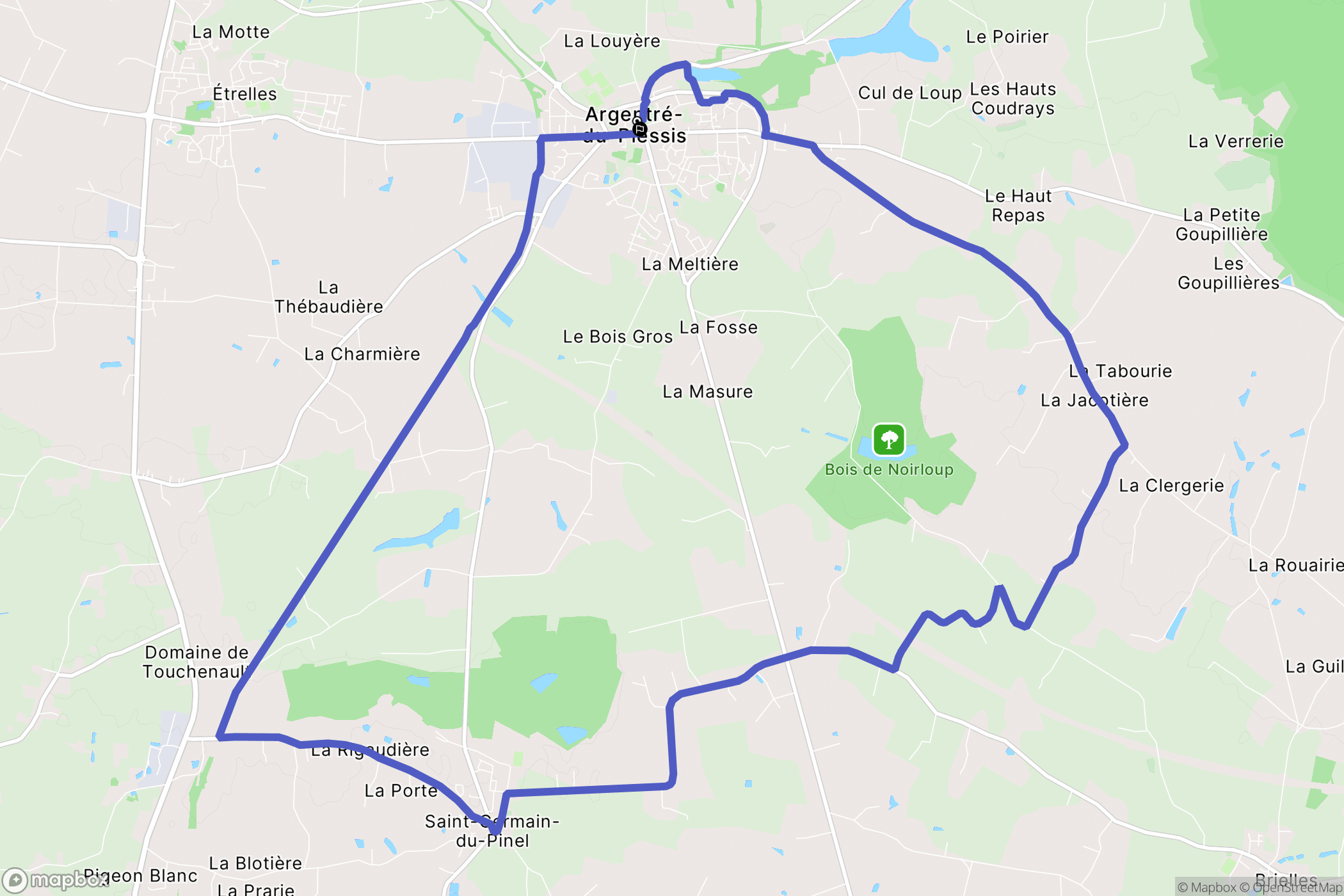 Argentré-du-Plessis : carte du parcours de randonnée - France