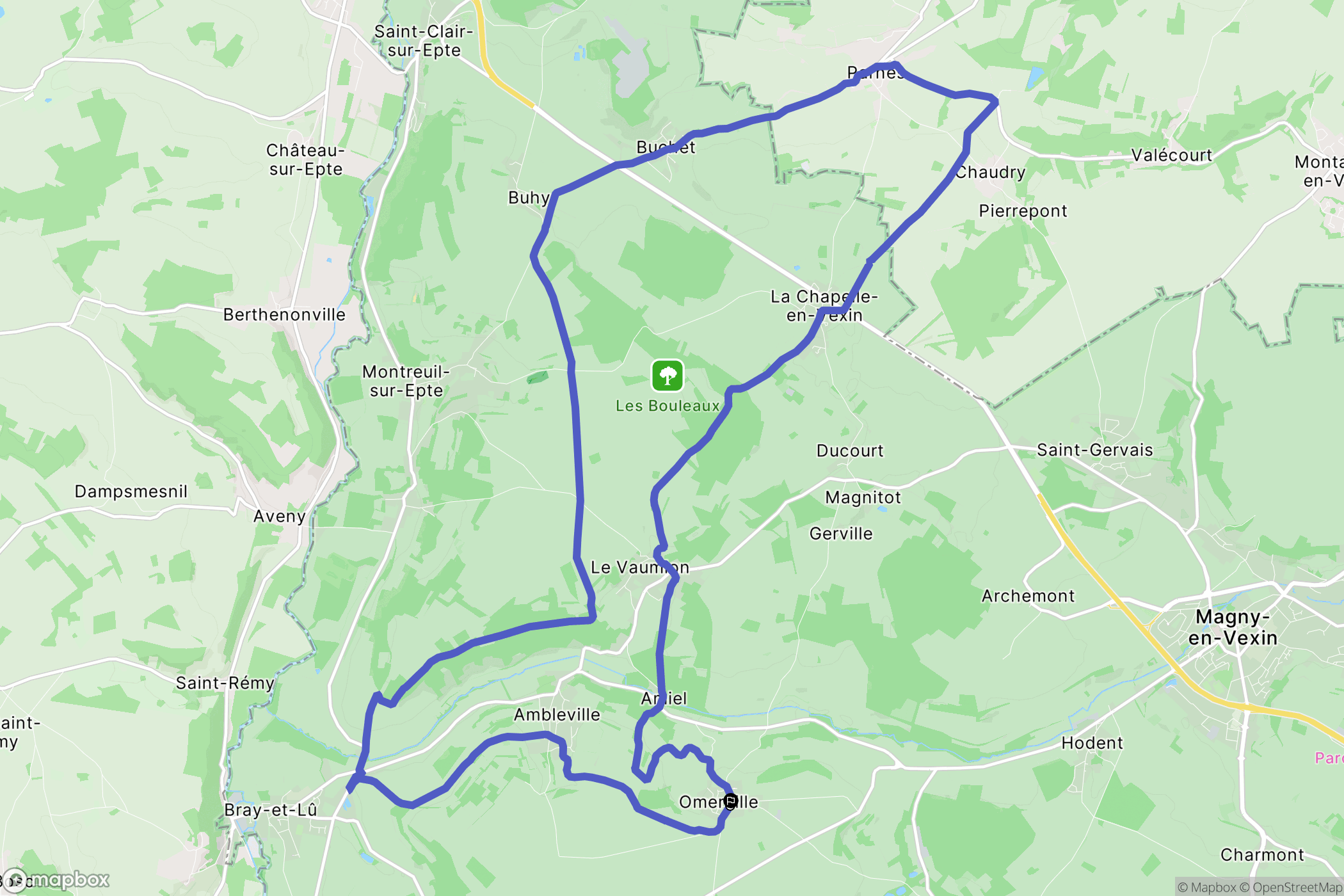 Omerville : carte du parcours de randonnée - France