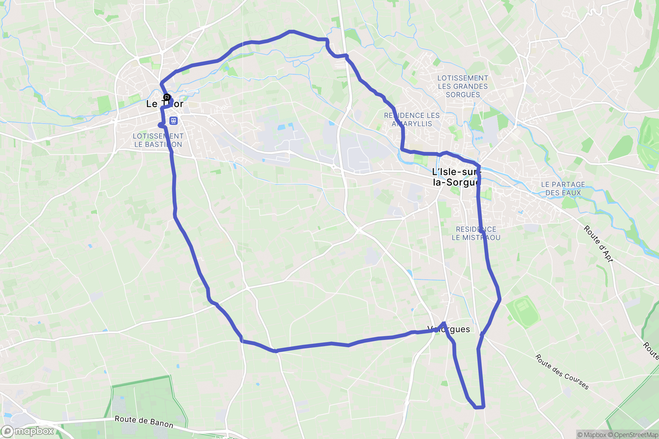 Le Thor : carte du parcours de randonnée - France