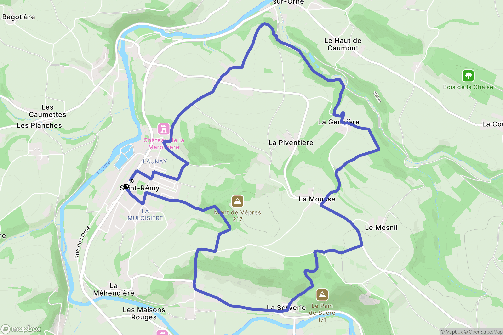 Saint Rémy : carte du parcours de randonnée - France