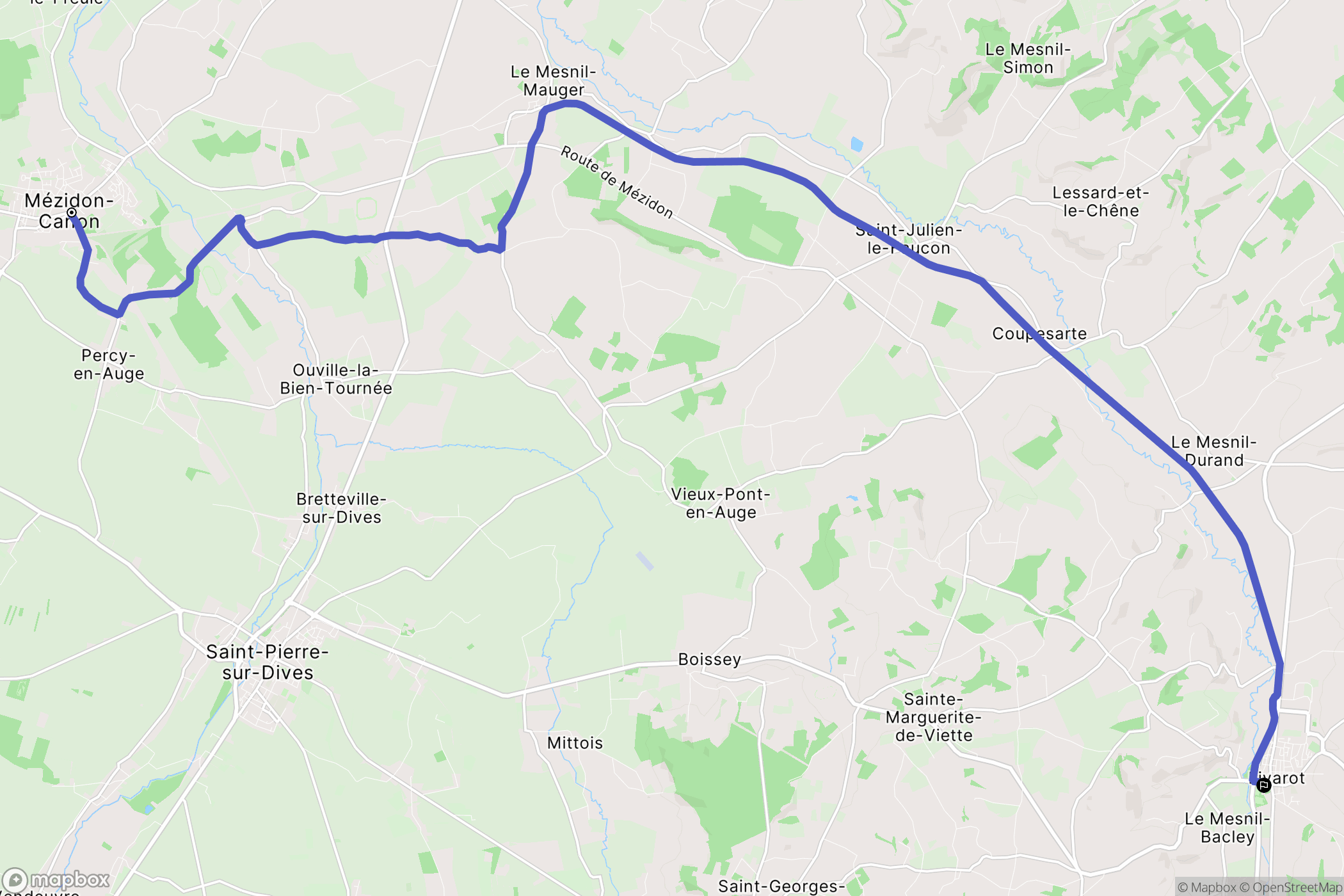 Mézidon-Canon : carte du parcours de randonnée - France