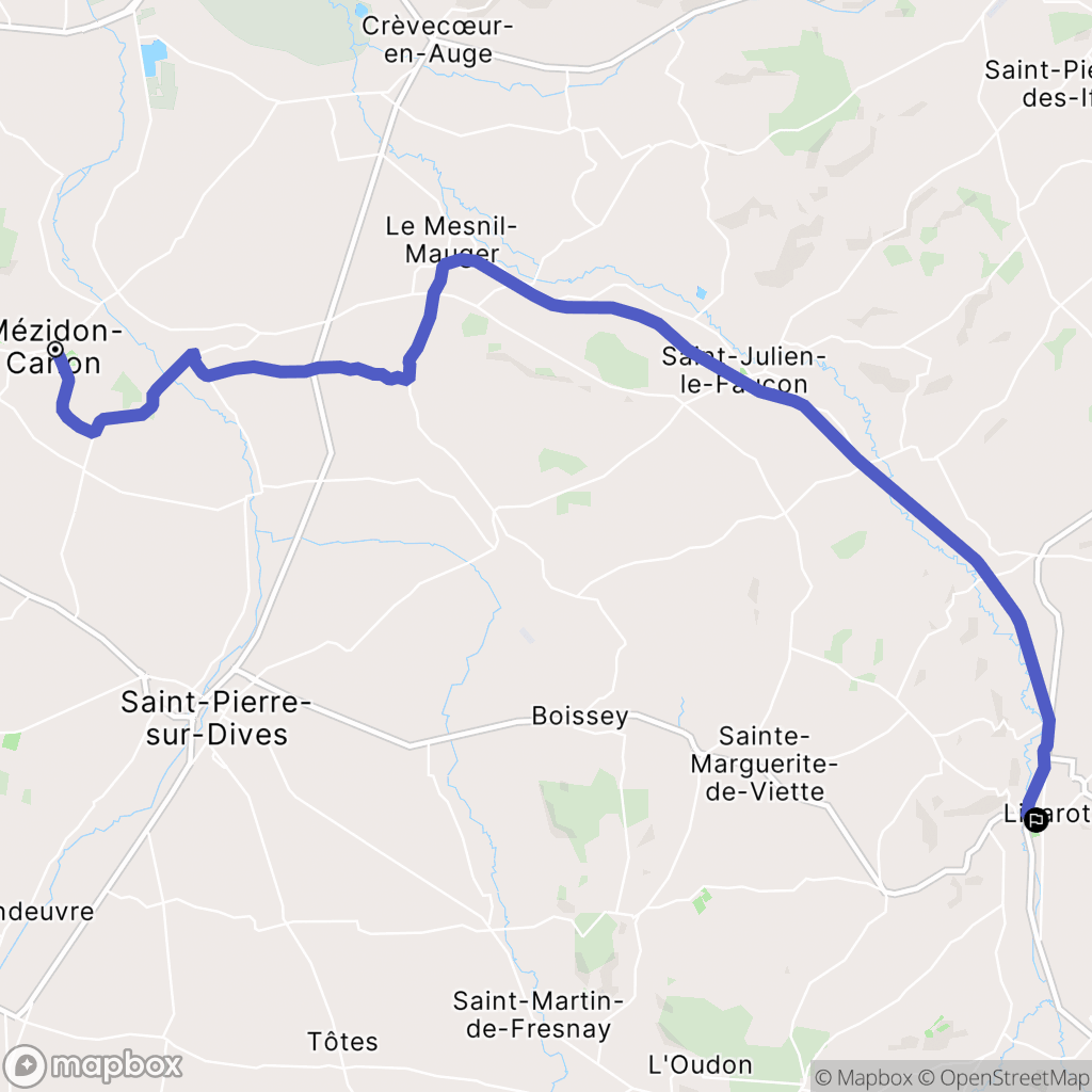 Mézidon-Canon : carte du parcours de randonnée - France
