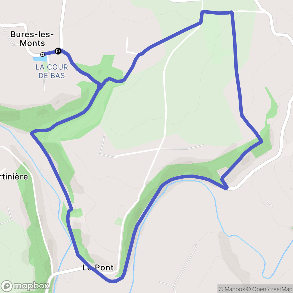 Bures-les-Monts : carte du parcours de randonnée - France