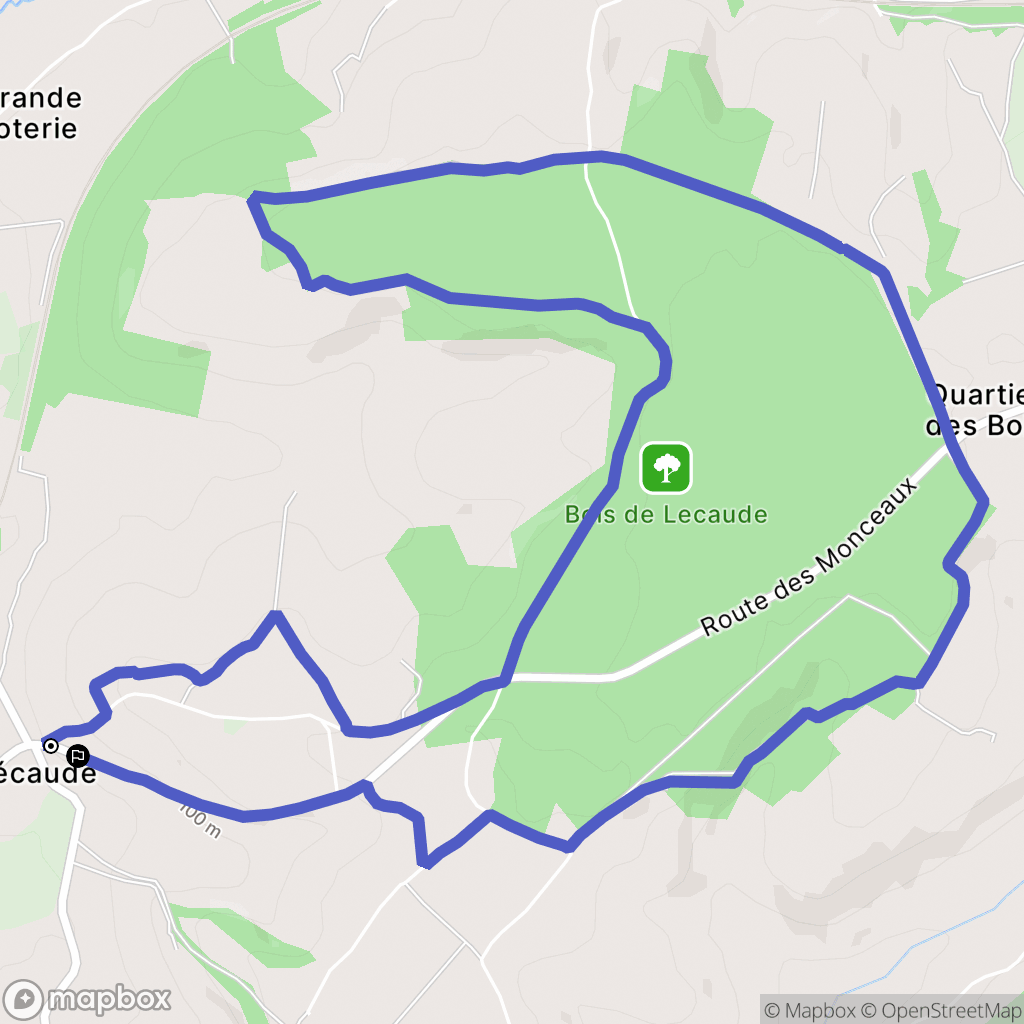 Lécaude : carte du parcours de randonnée - France