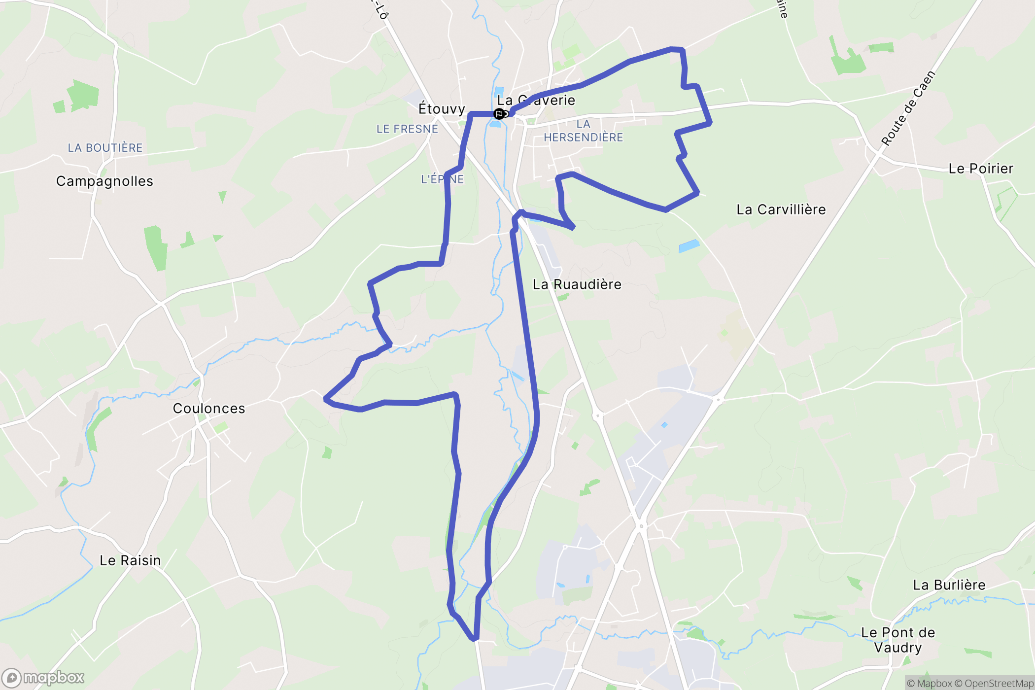 La Graverie : carte du parcours de randonnée - France