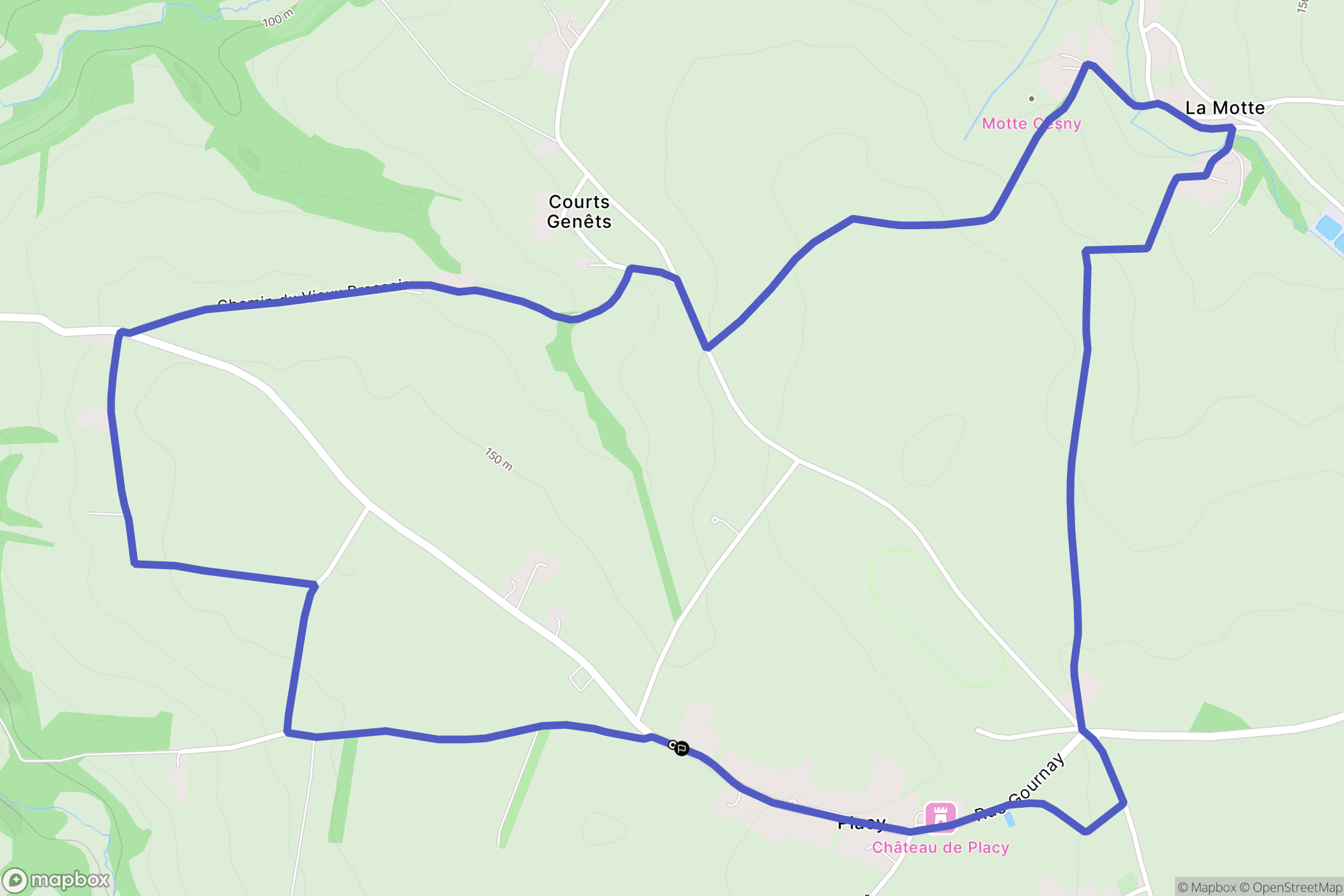 Cesny-les-Sources : carte du parcours de randonnée - France