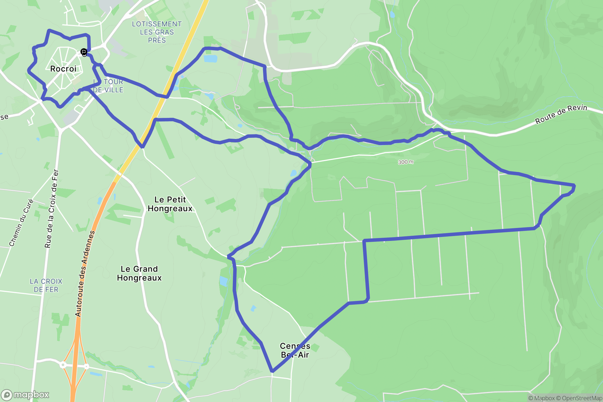 Rocroi : carte du parcours de randonnée - France