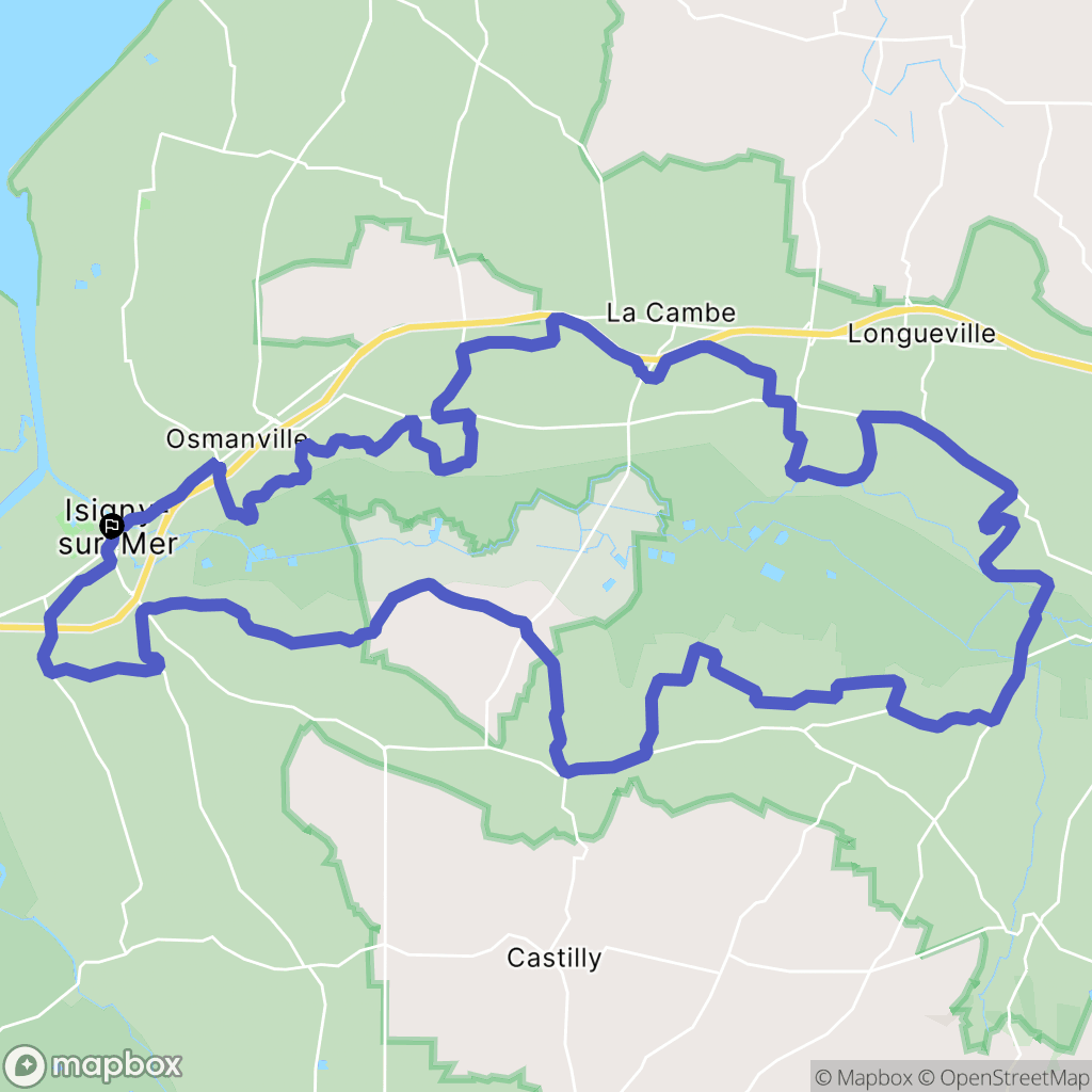 Isigny-sur-Mer : carte du parcours de randonnée - France