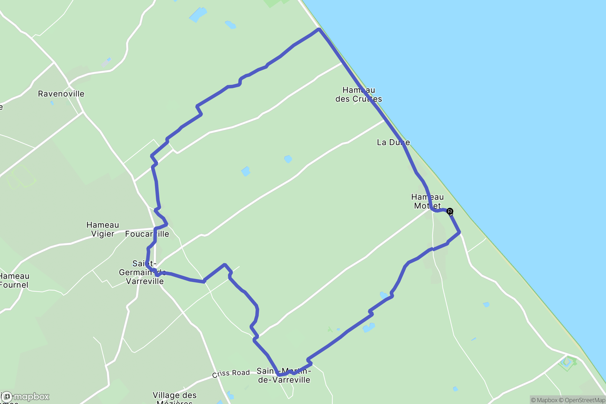 Saint-Martin-de-Varreville : carte du parcours de randonnée - France