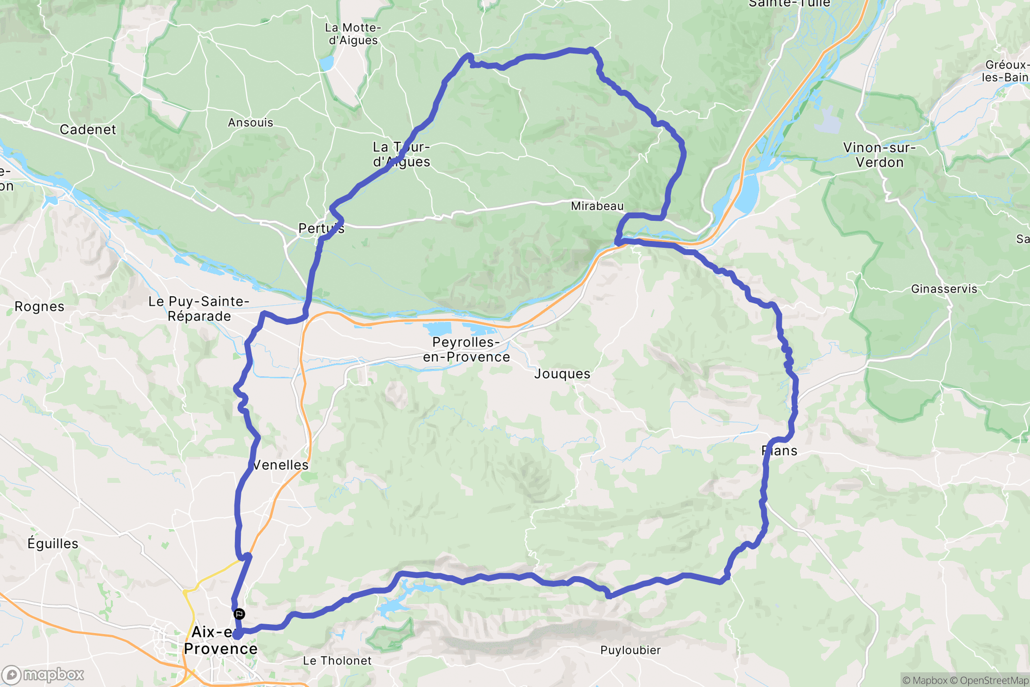 Aix-en-Provence : carte du parcours de randonnée - France