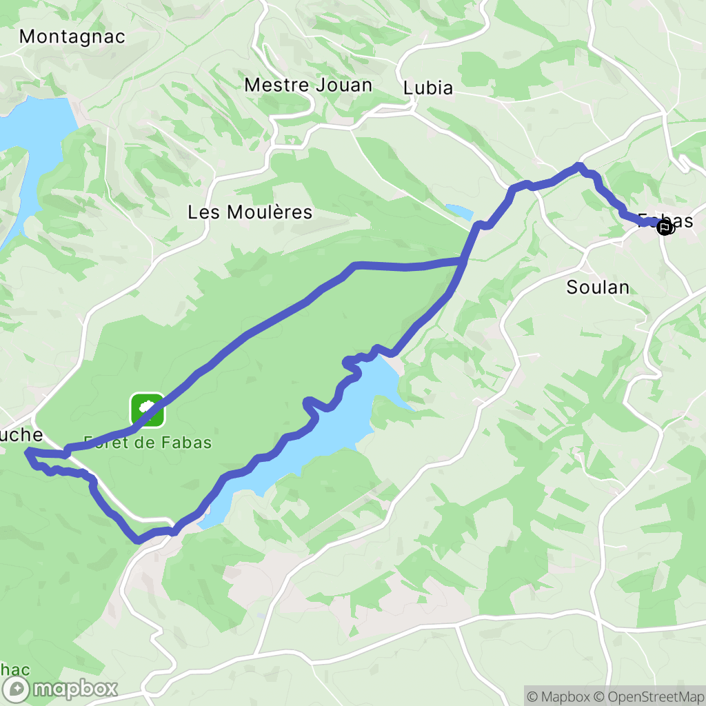 Fabas : carte du parcours de randonnée - France
