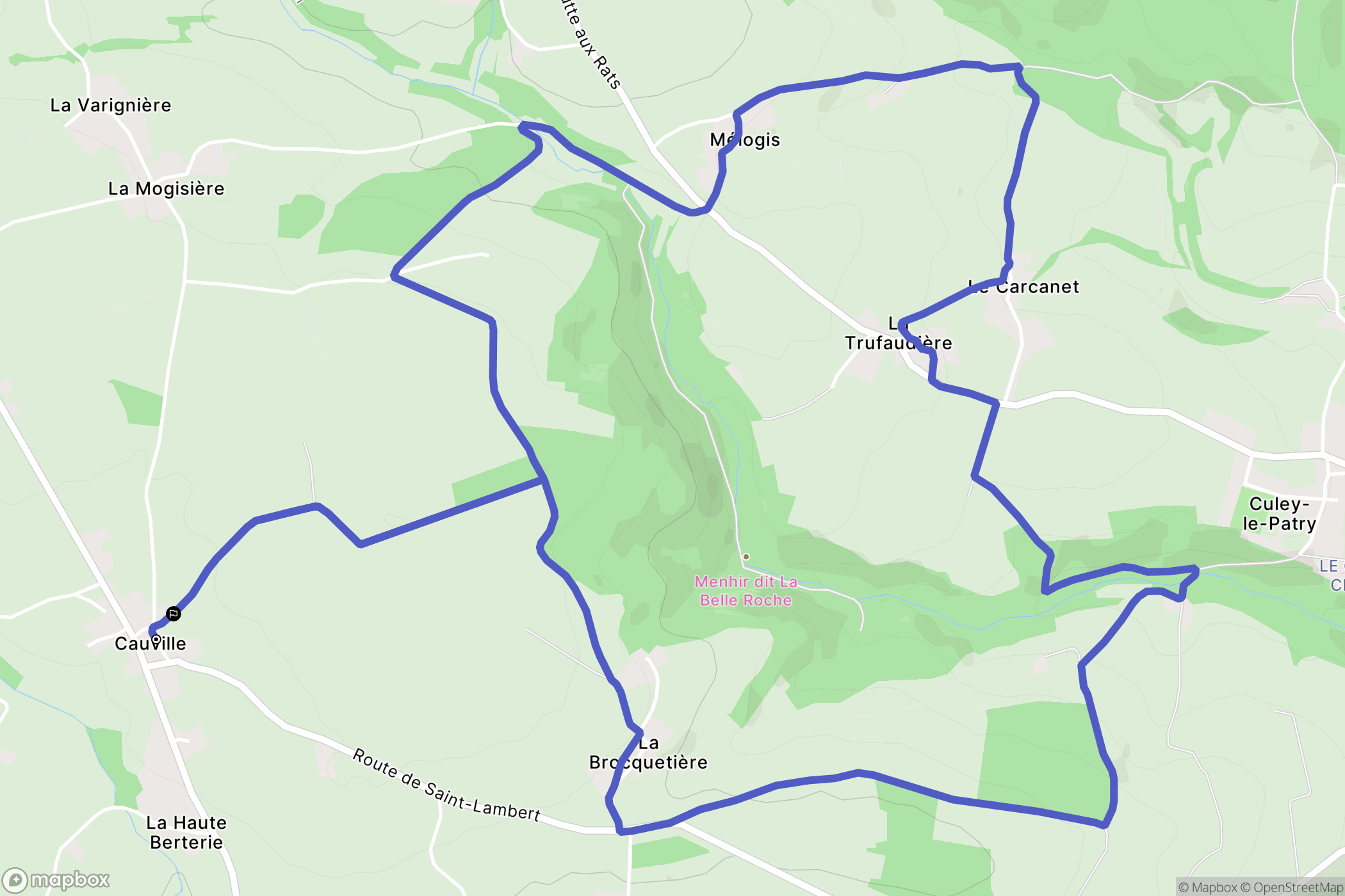Cauville : carte du parcours de randonnée - France