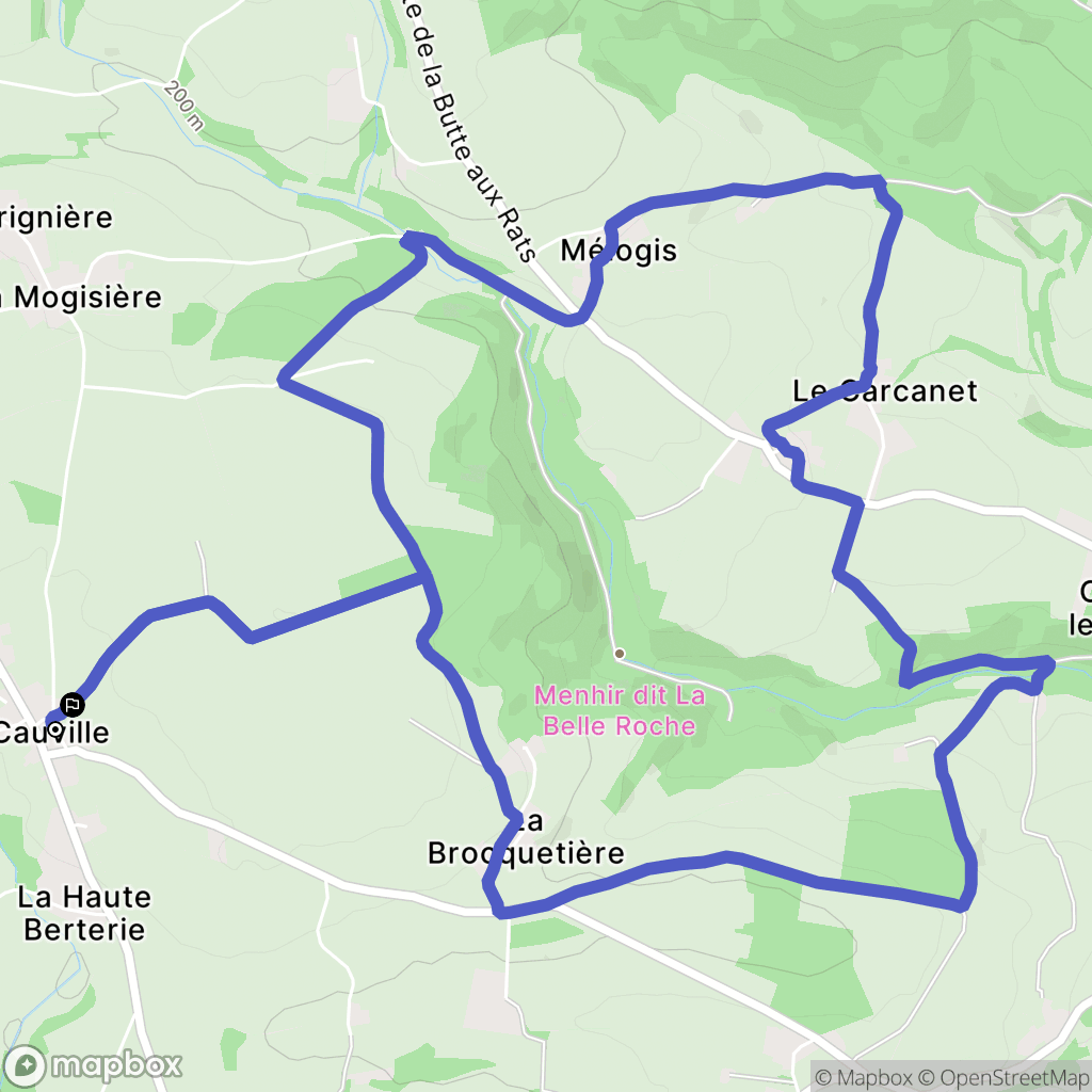 Cauville : carte du parcours de randonnée - France