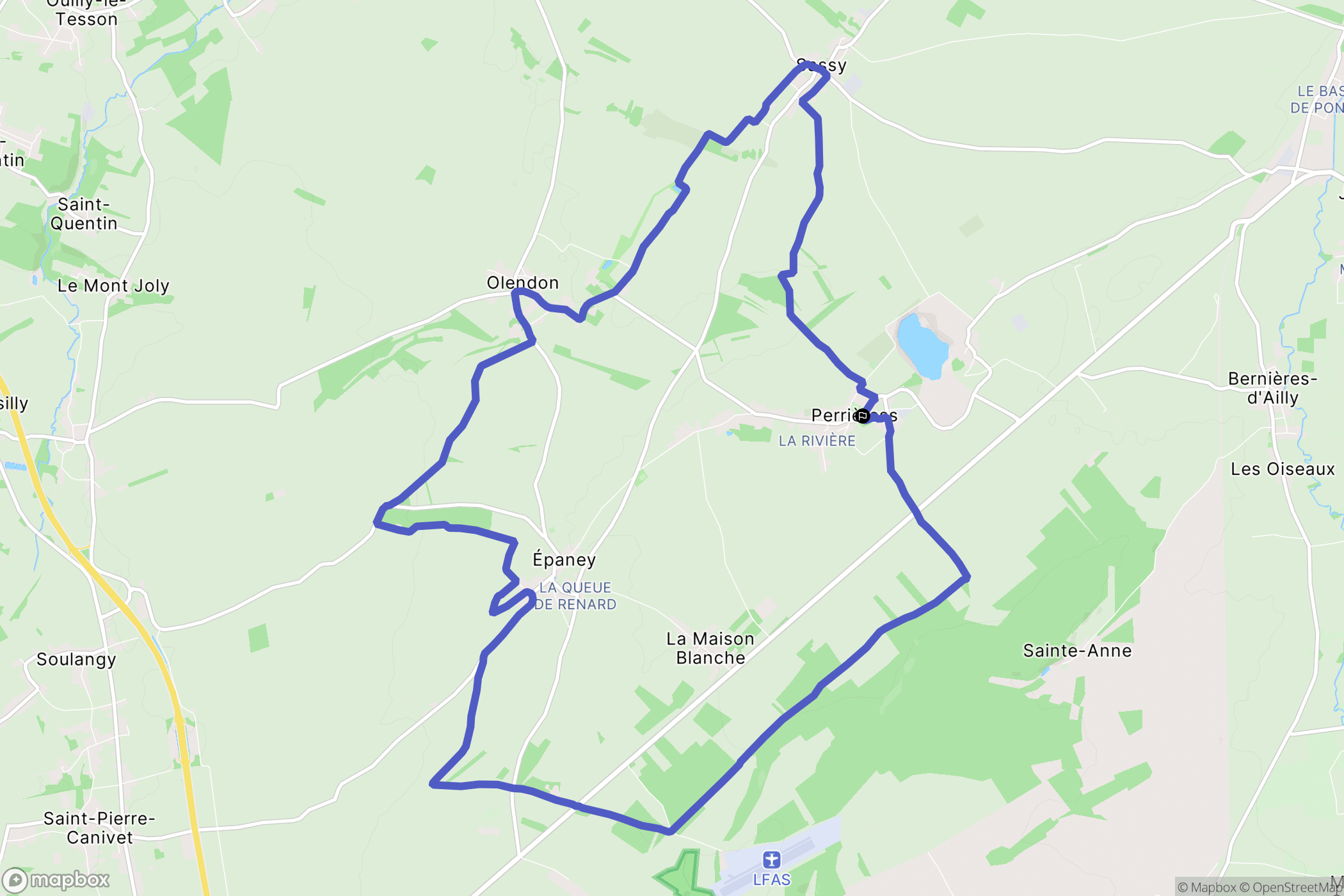 Perrières : carte du parcours de randonnée - France