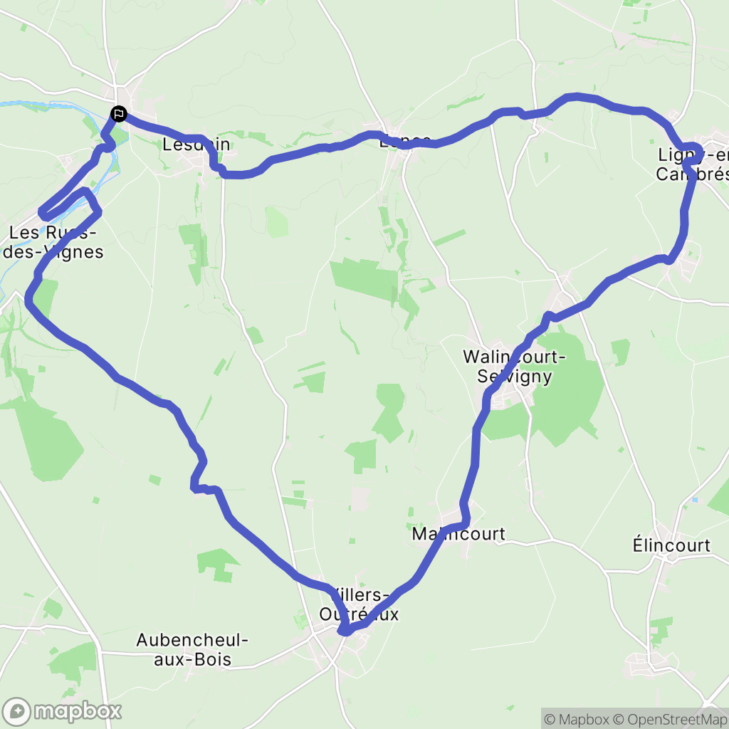 Crèvecœur-sur-l'Escaut : carte du parcours de randonnée - France