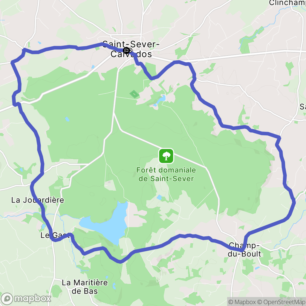 saint Sever Calvados : carte du parcours de randonnée - France