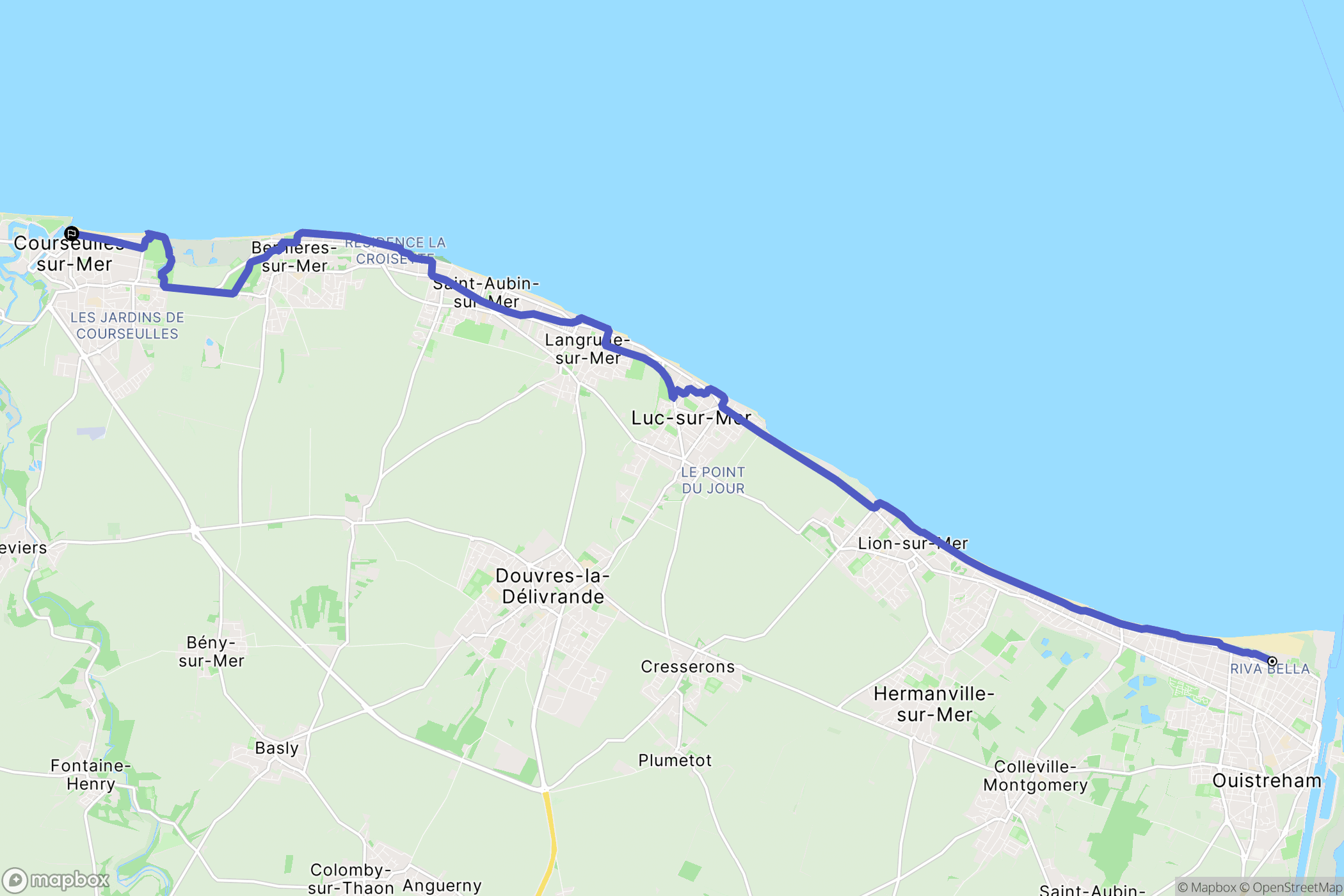 Ouistreham : carte du parcours de randonnée - France