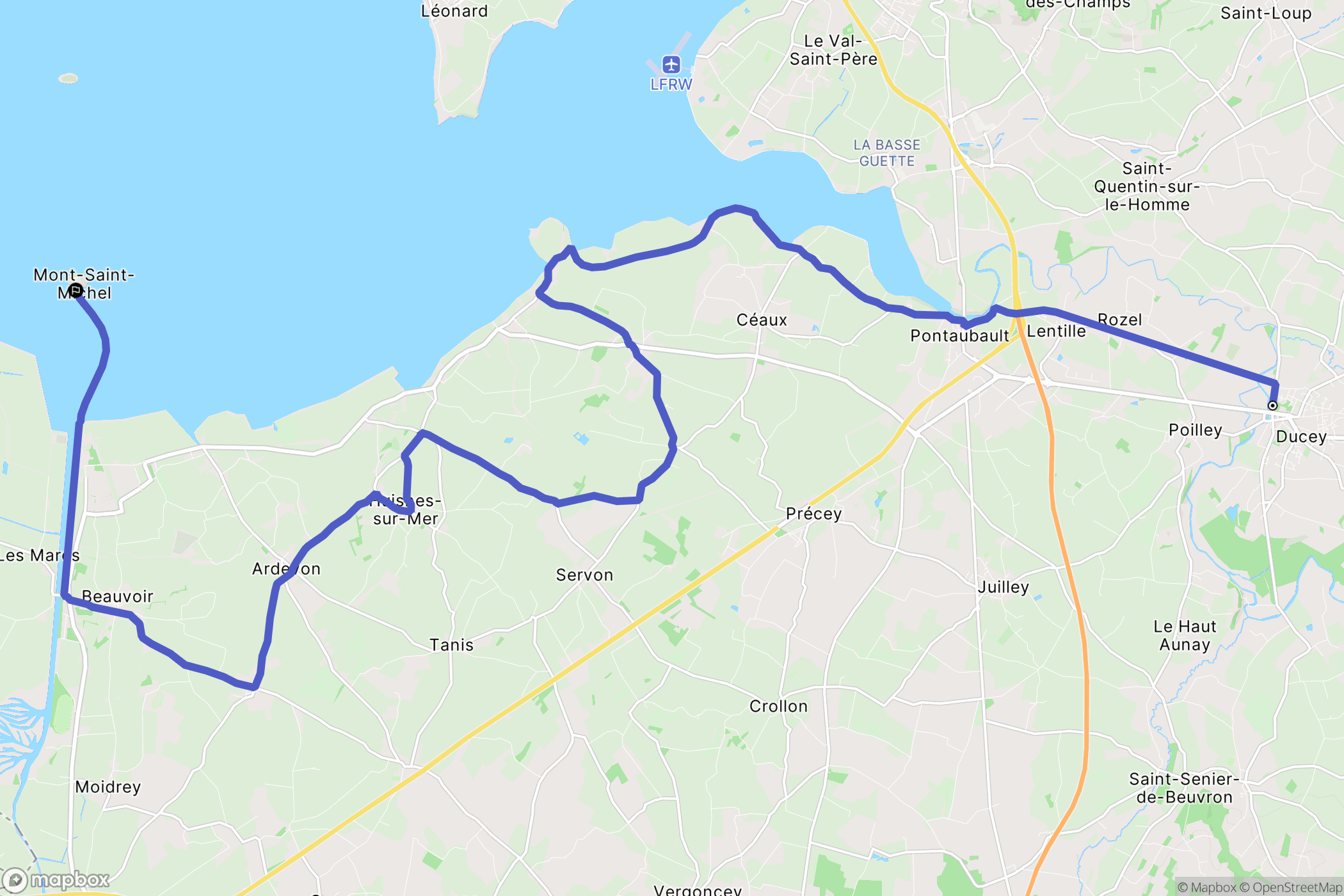 Ducey : carte du parcours de randonnée - France